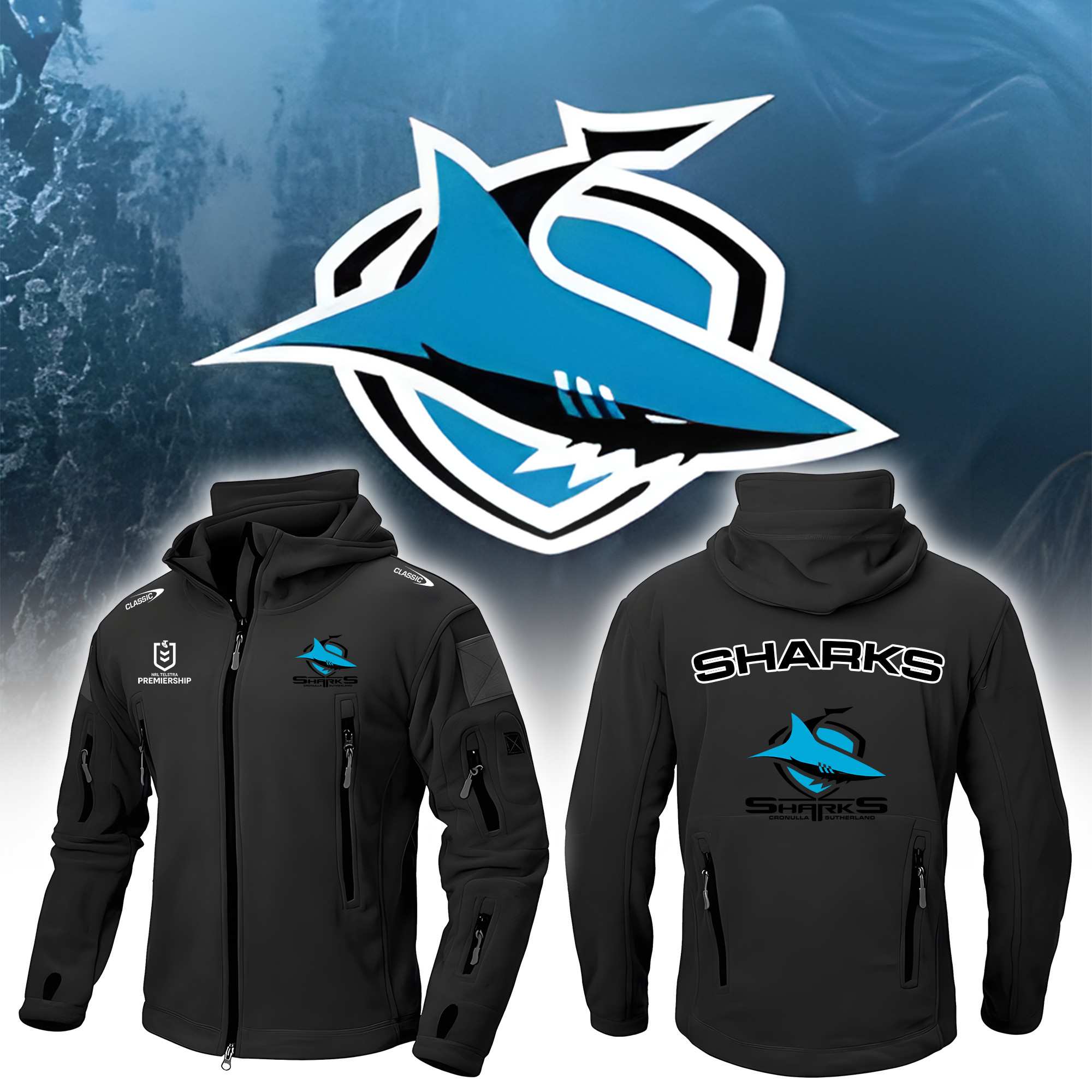 Cronulla Sharks Army Jacket – Edition - Famjoys Cronulla Sharks Army Jacket – Edition - Famjoys