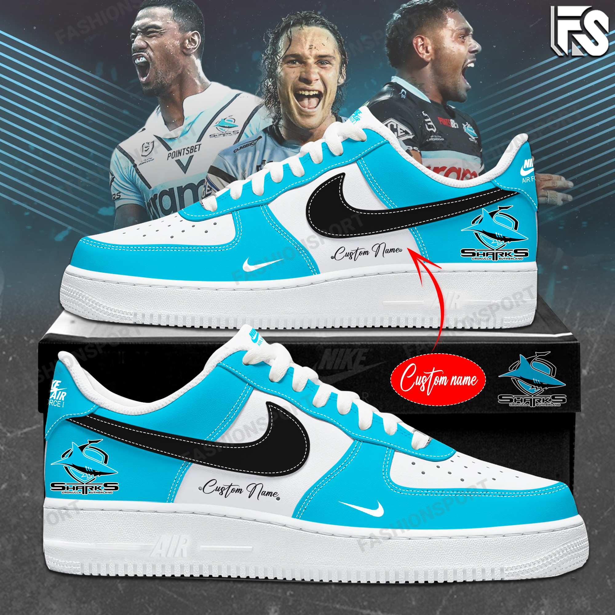 Cronulla Sharks x AF1 Shoes v4 - Famjoys Cronulla Sharks x AF1 Shoes v4 - Famjoys