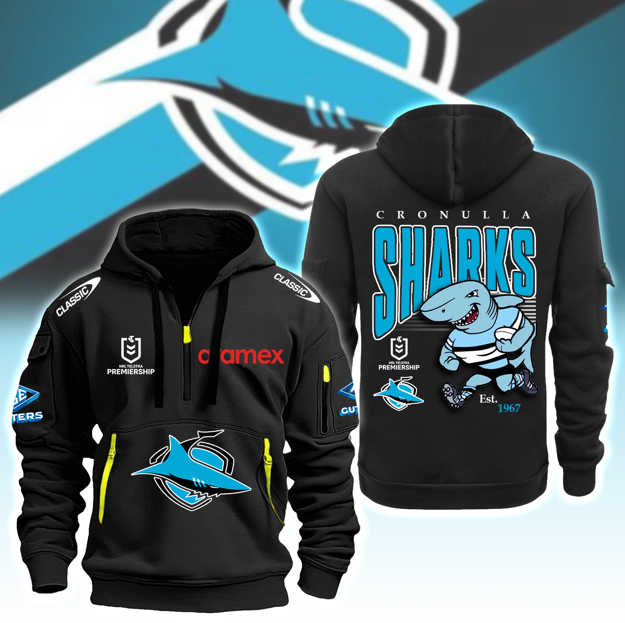 Cronulla-Sutherland Sharks 2D New Hoodie NQ2 - Famjoys Cronulla-Sutherland Sharks 2D New Hoodie NQ2 - Famjoys