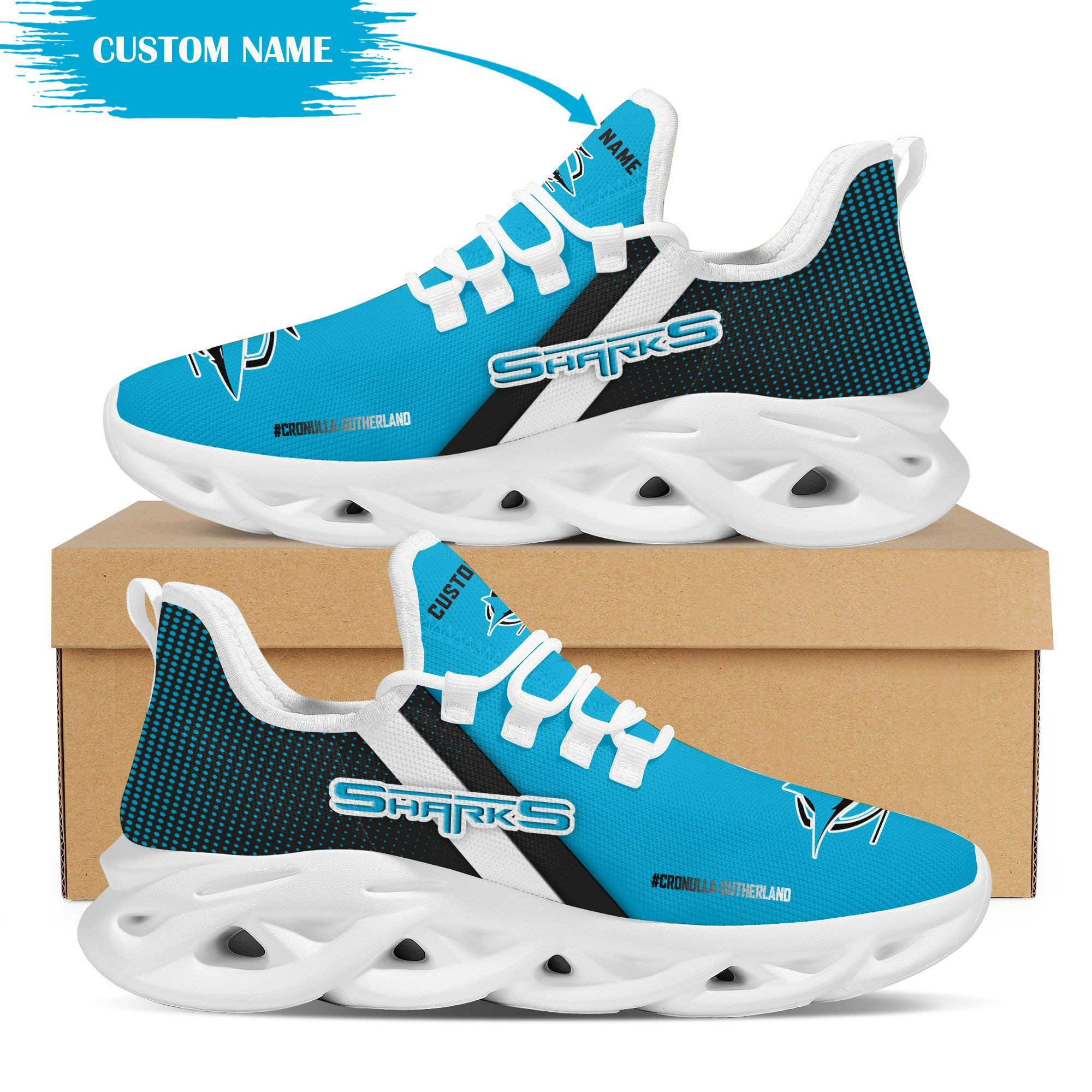 Cronulla-Sutherland Sharks Custom Personalized Max Soul Sneakers Shoes - Famjoys Cronulla-Sutherland Sharks Custom Personalized Max Soul Sneakers Shoes - Famjoys