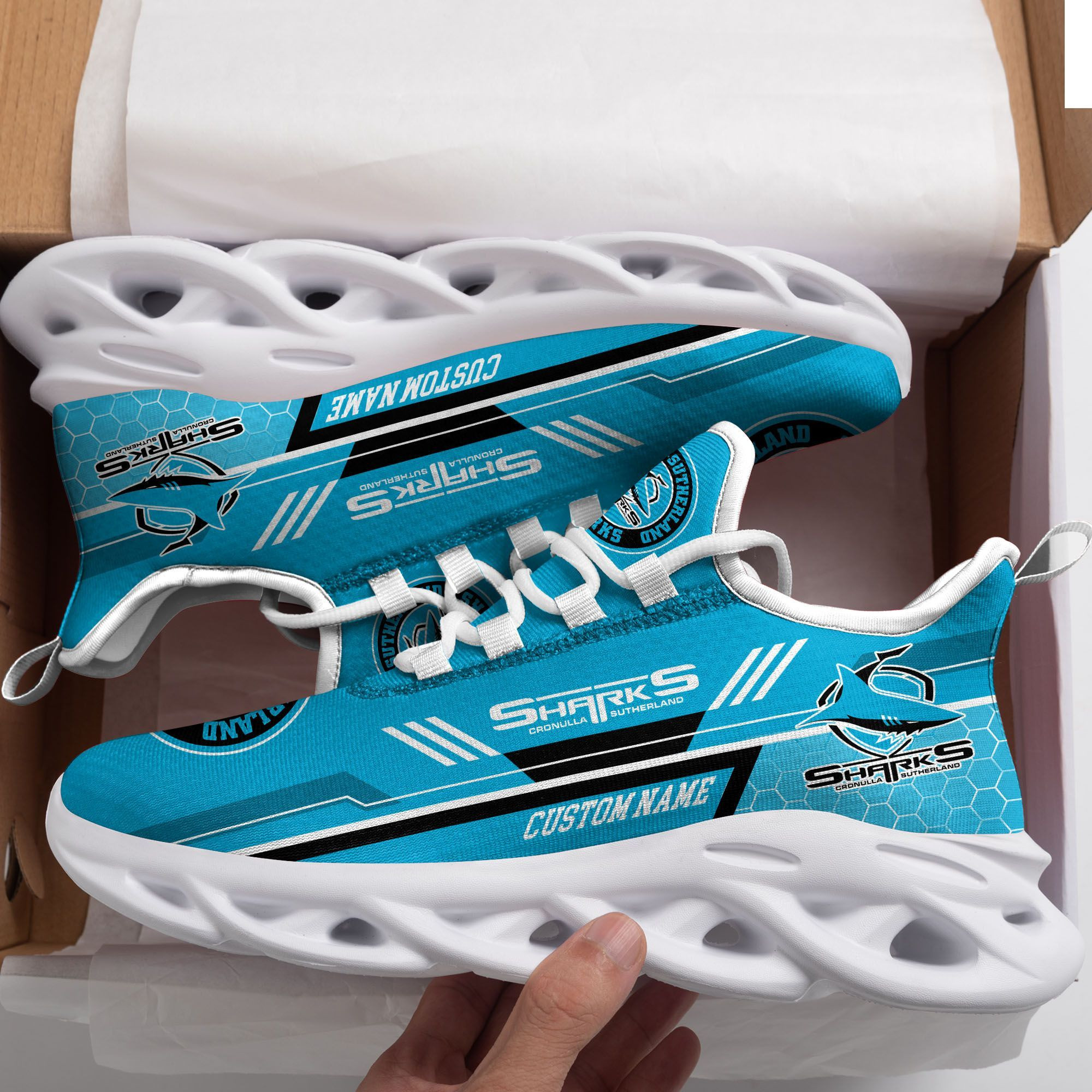 Cronulla-Sutherland Sharks Custom Personalized Max Soul Sneakers Shoes - Famjoys Cronulla-Sutherland Sharks Custom Personalized Max Soul Sneakers Shoes - Famjoys