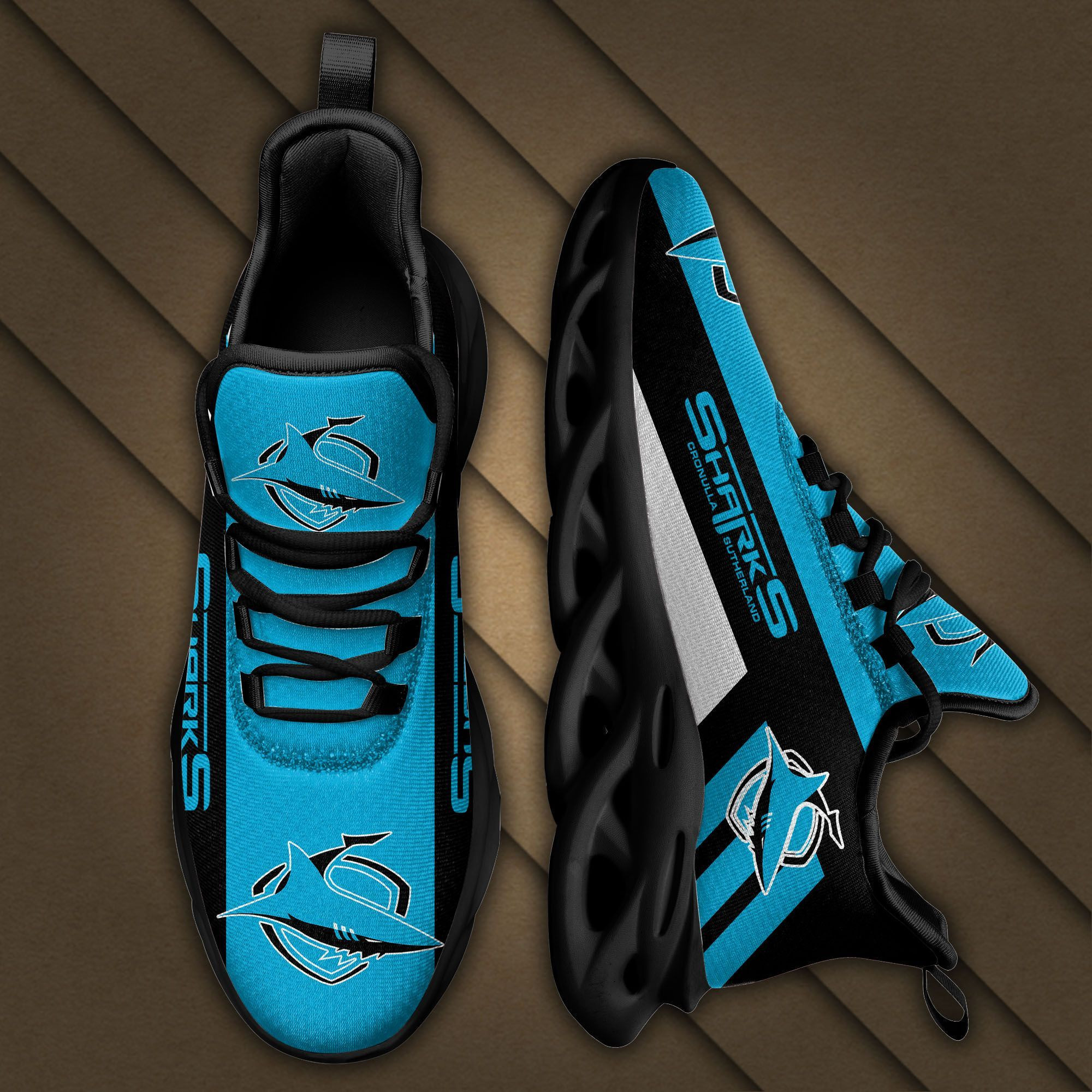 Cronulla-Sutherland Sharks Max Soul Sneakers Shoes - Famjoys Cronulla-Sutherland Sharks Max Soul Sneakers Shoes - Famjoys