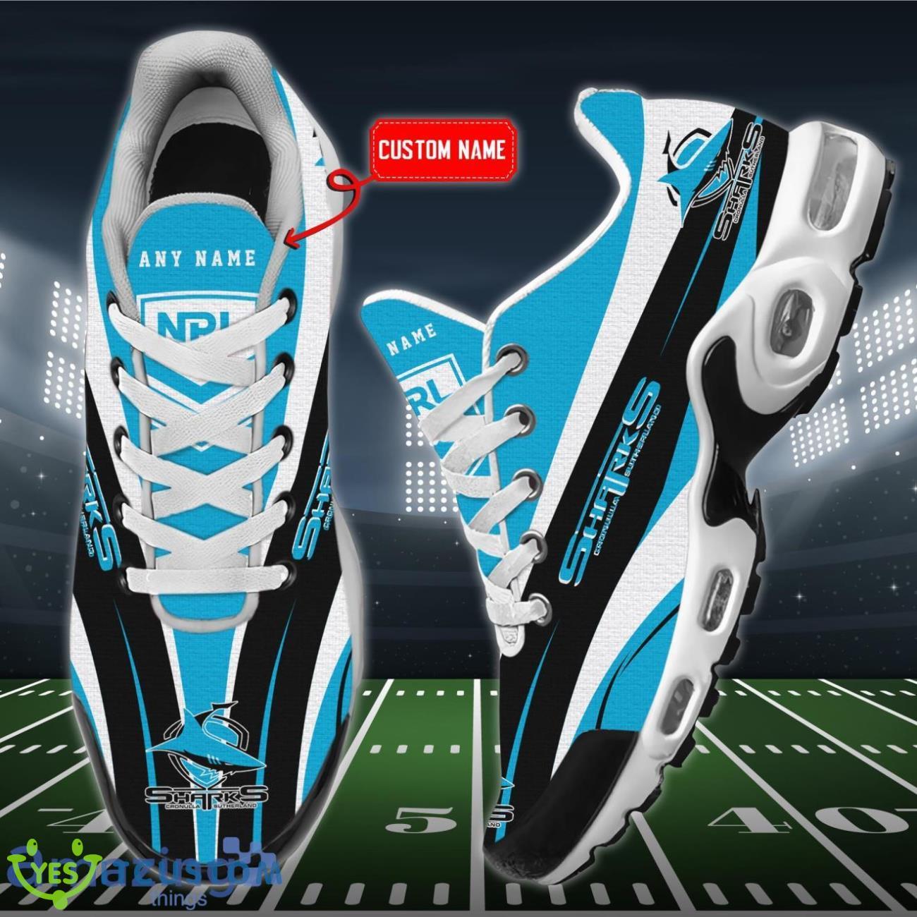 Cronulla-Sutherland Sharks Personalized Name Air Cushion Sports Shoes Sneaker KLTNS220251 - Famjoys Cronulla-Sutherland Sharks Personalized Name Air Cushion Sports Shoes Sneaker KLTNS220251 - Famjoys