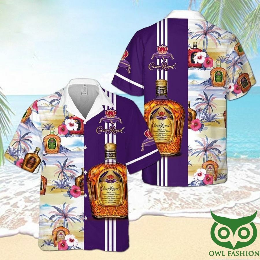 Crown Royal Beach Flower Purple Hawaiian Shirt - Famjoys Crown Royal Beach Flower Purple Hawaiian Shirt - Famjoys
