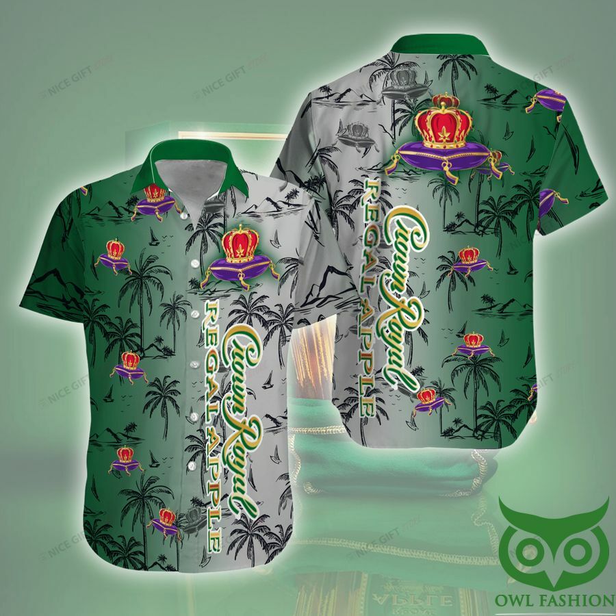 Crown Royal Half Green Half Gray Hawaiian Shirt - Famjoys Crown Royal Half Green Half Gray Hawaiian Shirt - Famjoys