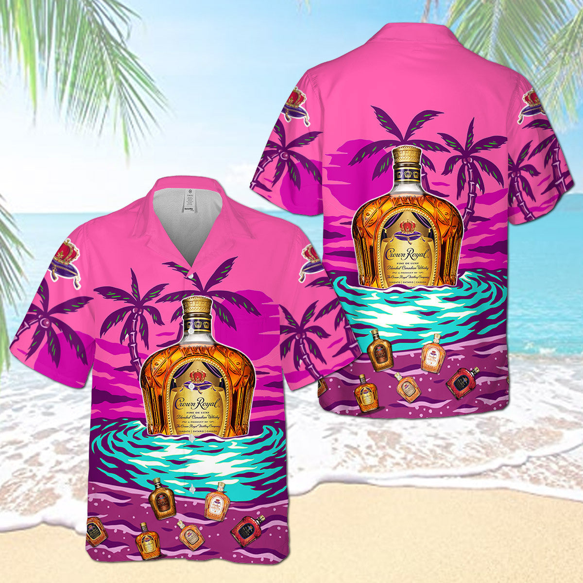 Crown Royal On The Sand Palm Tree Hawaiian Shirt - Famjoys Crown Royal On The Sand Palm Tree Hawaiian Shirt - Famjoys