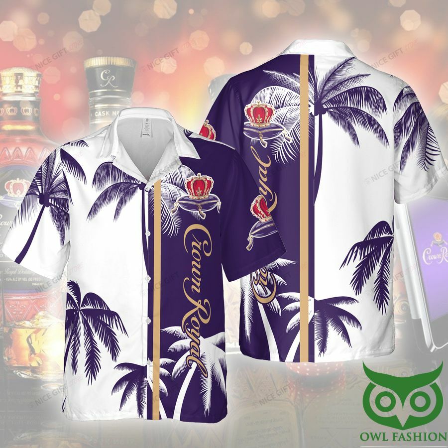 Crown Royal White And Dark Purple Coconut Hawaiian Shirt - Famjoys Crown Royal White And Dark Purple Coconut Hawaiian Shirt - Famjoys
