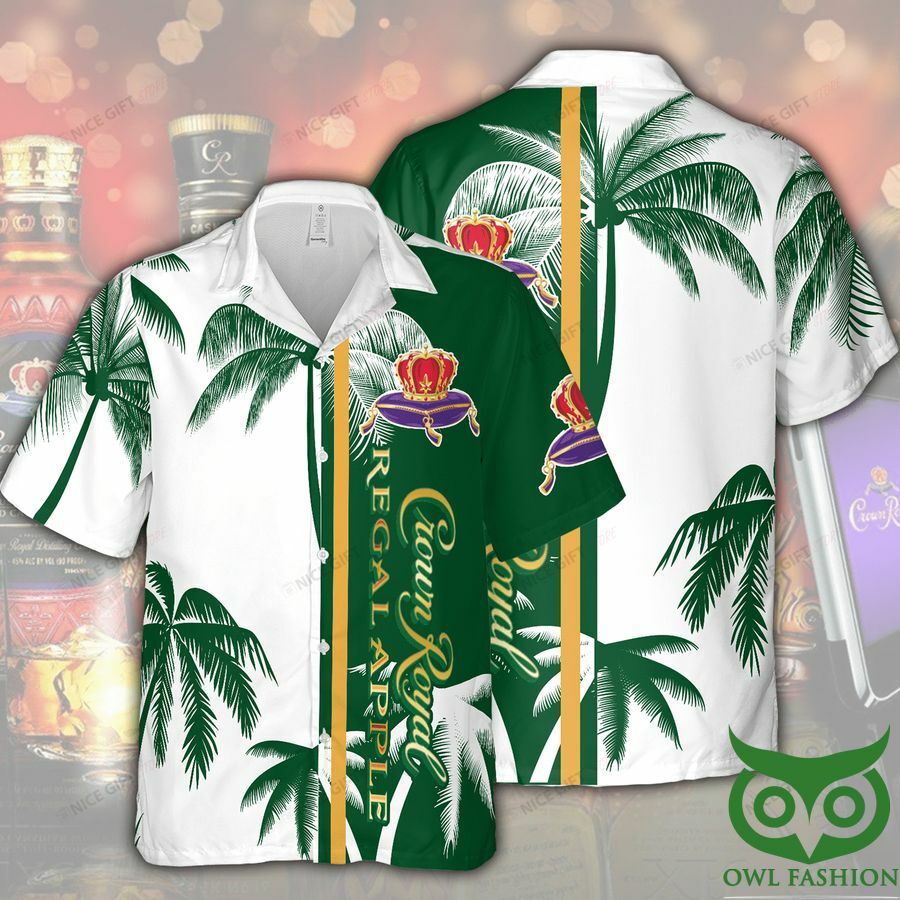 Crown Royal White And Green Coconut Hawaiian Shirt - Famjoys Crown Royal White And Green Coconut Hawaiian Shirt - Famjoys