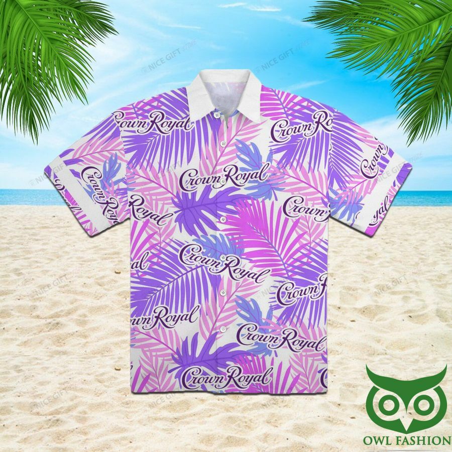 Crown Royal White And Purple Pink Leaves Hawaiian Shirt - Famjoys Crown Royal White And Purple Pink Leaves Hawaiian Shirt - Famjoys