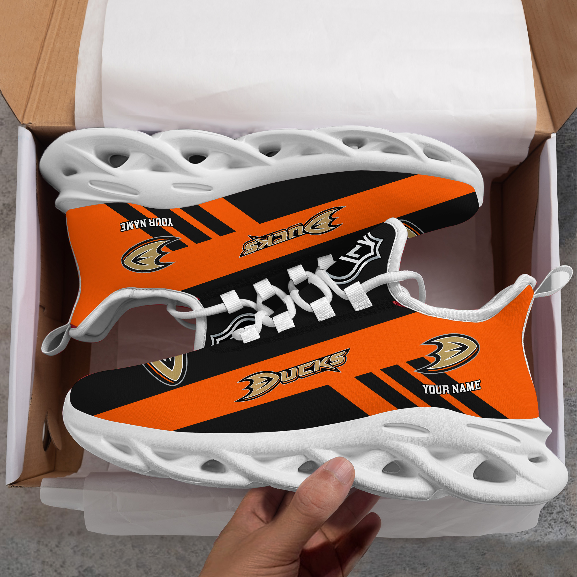 Custom Name Anaheim Ducks PERSONALIZED MAX SOUL SHOES DS004 - Famjoys Custom Name Anaheim Ducks PERSONALIZED MAX SOUL SHOES DS004 - Famjoys
