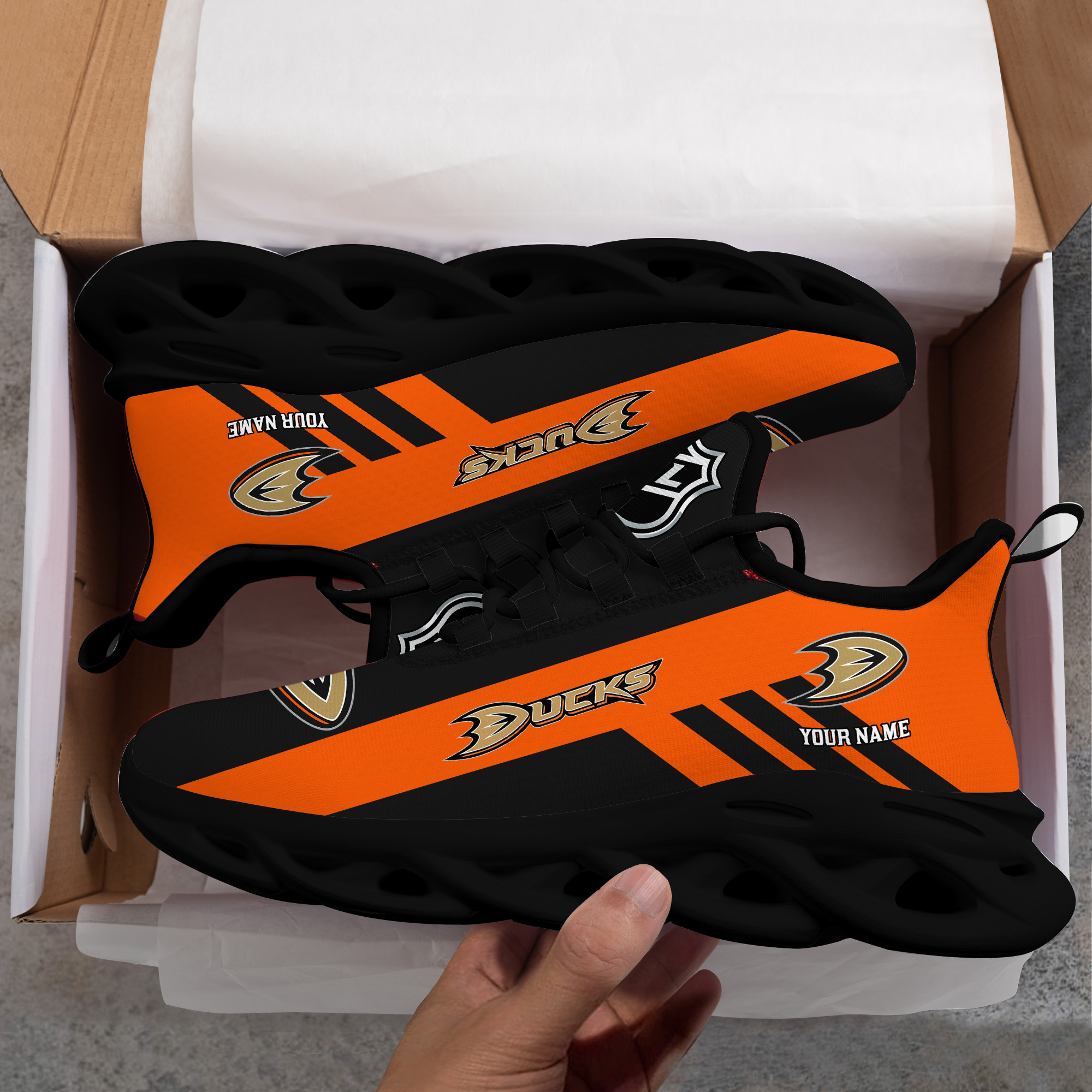 Custom Name Anaheim Ducks PERSONALIZED MAX SOUL SHOES DS004 - Famjoys Custom Name Anaheim Ducks PERSONALIZED MAX SOUL SHOES DS004 - Famjoys