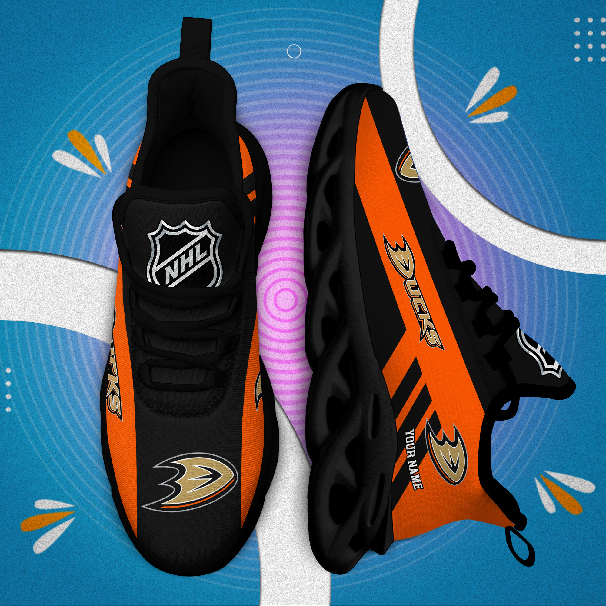Custom Name Anaheim Ducks PERSONALIZED MAX SOUL SHOES DS004 - Famjoys Custom Name Anaheim Ducks PERSONALIZED MAX SOUL SHOES DS004 - Famjoys