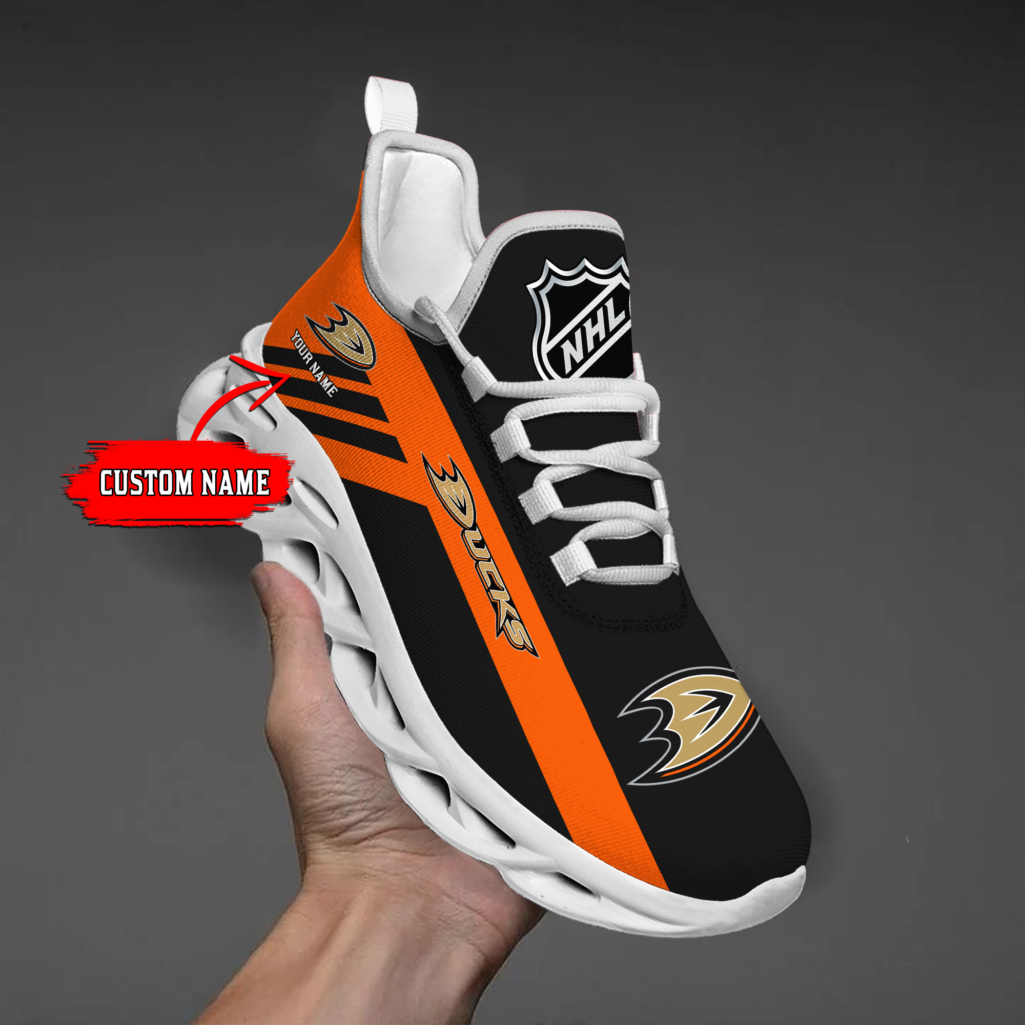 Custom Name Anaheim Ducks PERSONALIZED MAX SOUL SHOES DS004 - Famjoys Custom Name Anaheim Ducks PERSONALIZED MAX SOUL SHOES DS004 - Famjoys