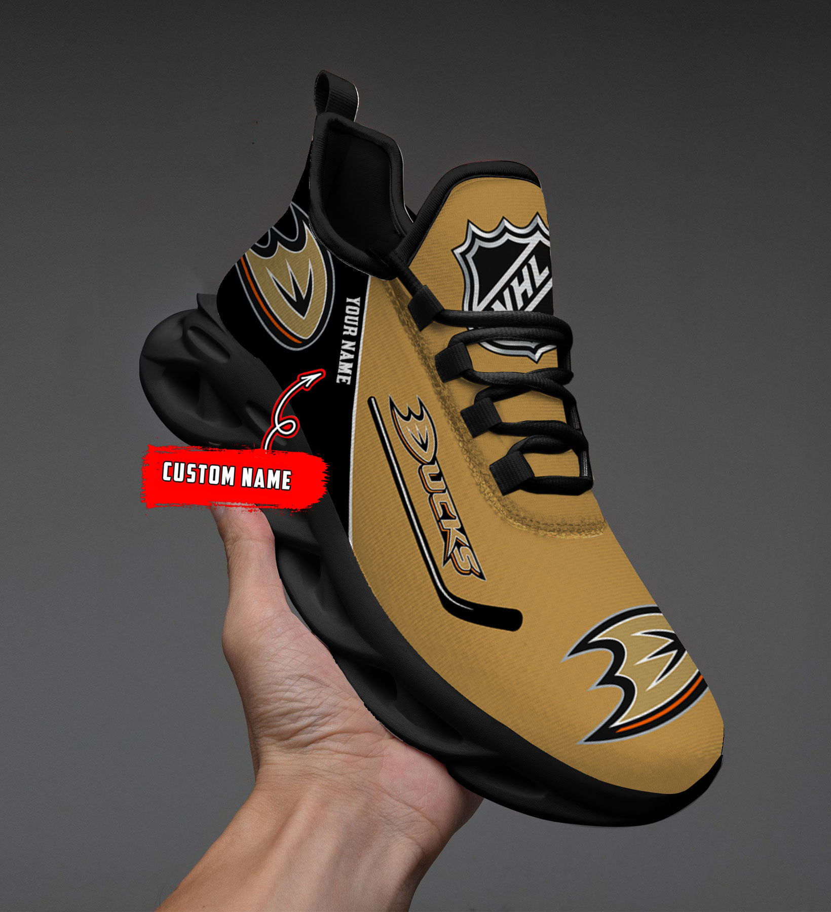 Custom Name Anaheim Ducks PERSONALIZED MAX SOUL SHOES DS006 NEW 2022 M1 - Famjoys Custom Name Anaheim Ducks PERSONALIZED MAX SOUL SHOES DS006 NEW 2022 M1 - Famjoys