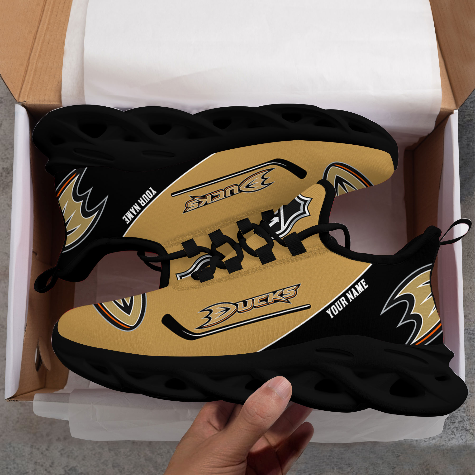 Custom Name Anaheim Ducks PERSONALIZED MAX SOUL SHOES DS006 NEW 2022 M1 - Famjoys Custom Name Anaheim Ducks PERSONALIZED MAX SOUL SHOES DS006 NEW 2022 M1 - Famjoys