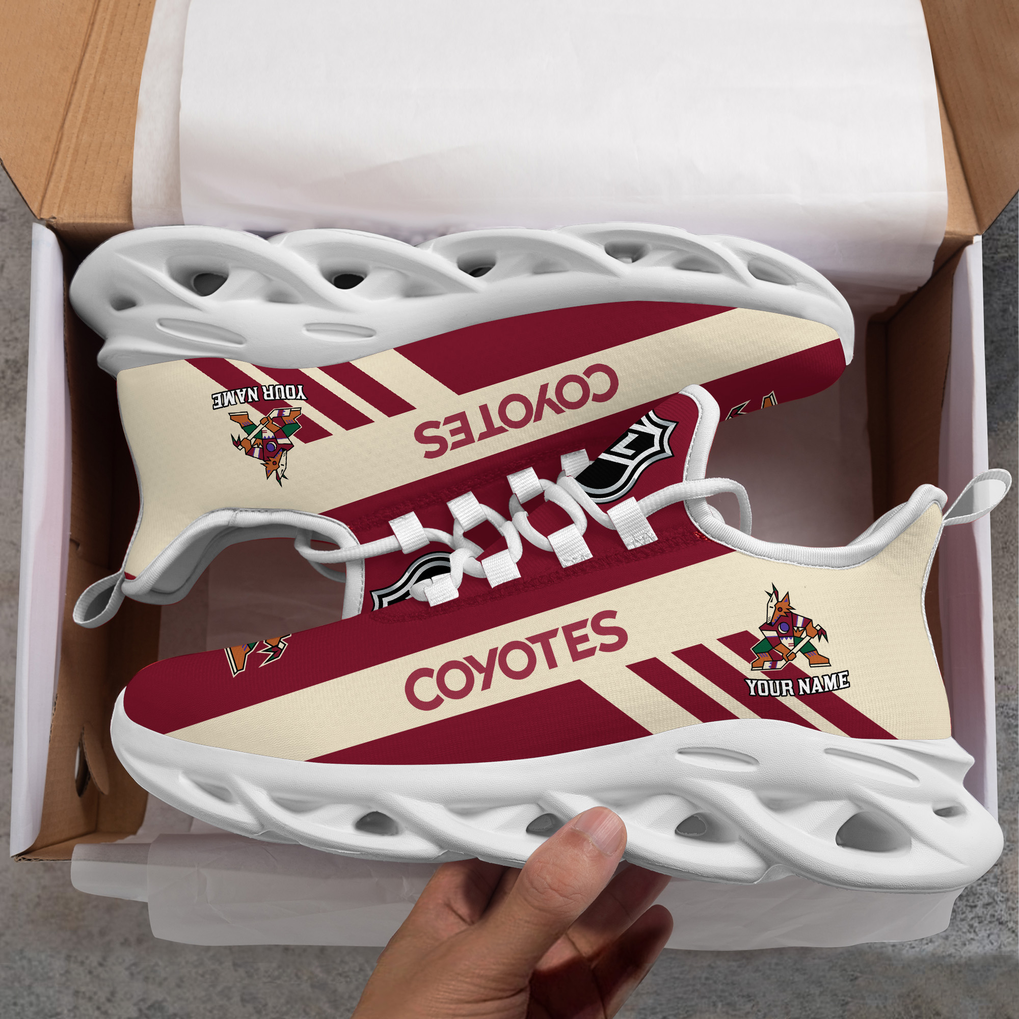 Custom Name Arizona Coyotes PERSONALIZED MAX SOUL SHOES DS004 - Famjoys Custom Name Arizona Coyotes PERSONALIZED MAX SOUL SHOES DS004 - Famjoys