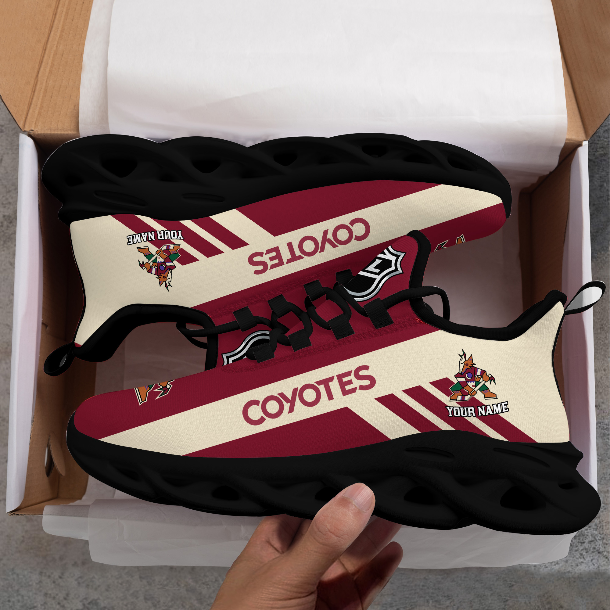 Custom Name Arizona Coyotes PERSONALIZED MAX SOUL SHOES DS004 - Famjoys Custom Name Arizona Coyotes PERSONALIZED MAX SOUL SHOES DS004 - Famjoys