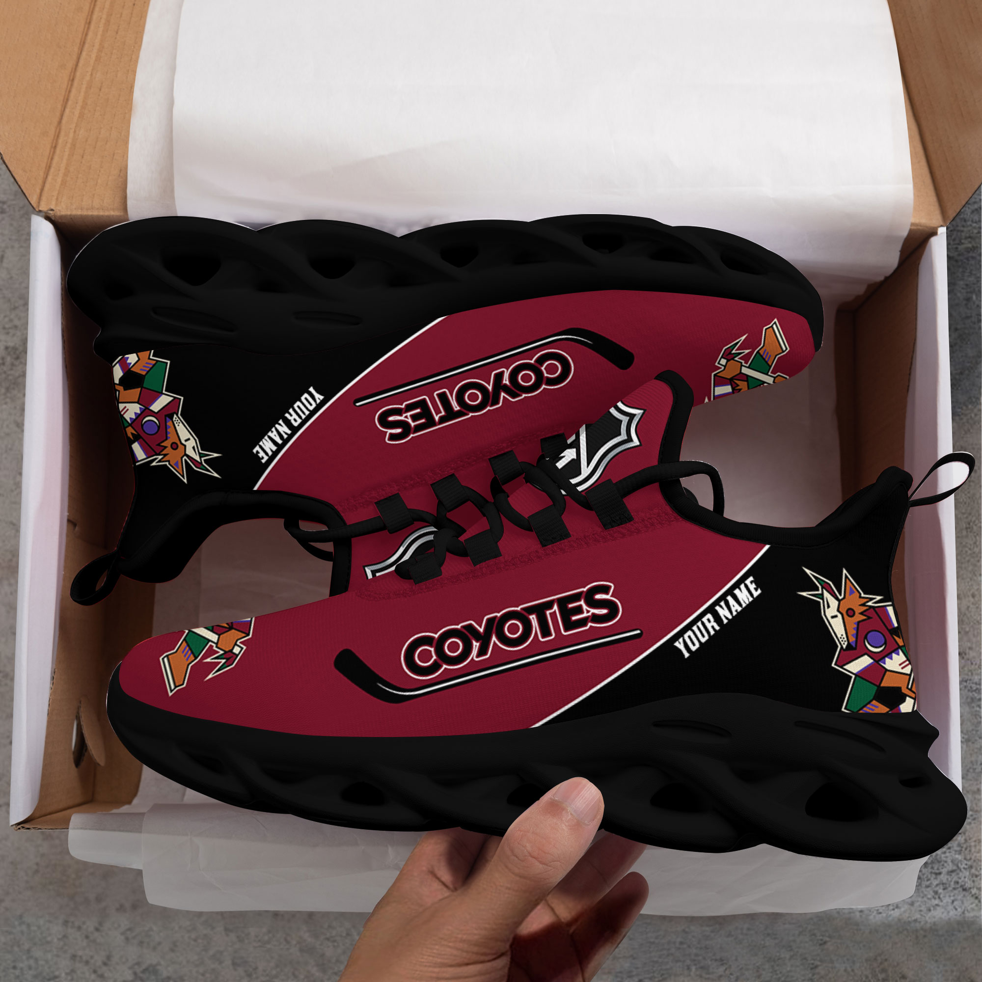 Custom Name Arizona Coyotes PERSONALIZED MAX SOUL SHOES DS006 NEW 2022 M1 - Famjoys Custom Name Arizona Coyotes PERSONALIZED MAX SOUL SHOES DS006 NEW 2022 M1 - Famjoys