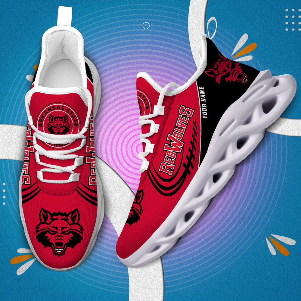 Custom Name Arkansas State Red Wolves PERSONALIZED MAX SOUL SHOES DS006 - Famjoys Custom Name Arkansas State Red Wolves PERSONALIZED MAX SOUL SHOES DS006 - Famjoys