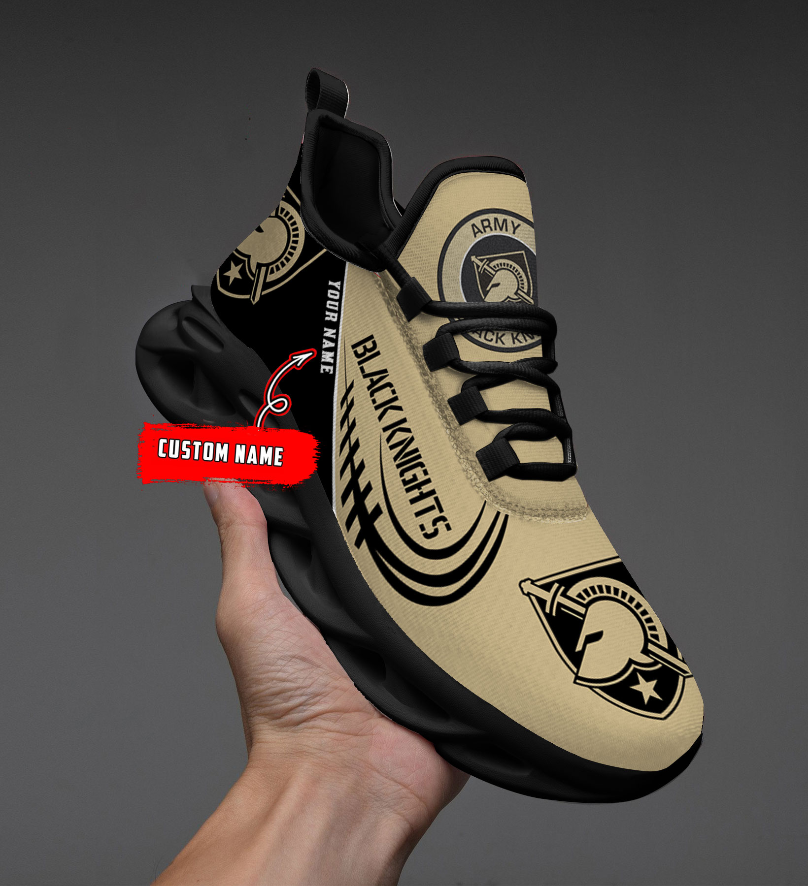 Custom Name Army Black Knights PERSONALIZED MAX SOUL SHOES DS006 - Famjoys Custom Name Army Black Knights PERSONALIZED MAX SOUL SHOES DS006 - Famjoys