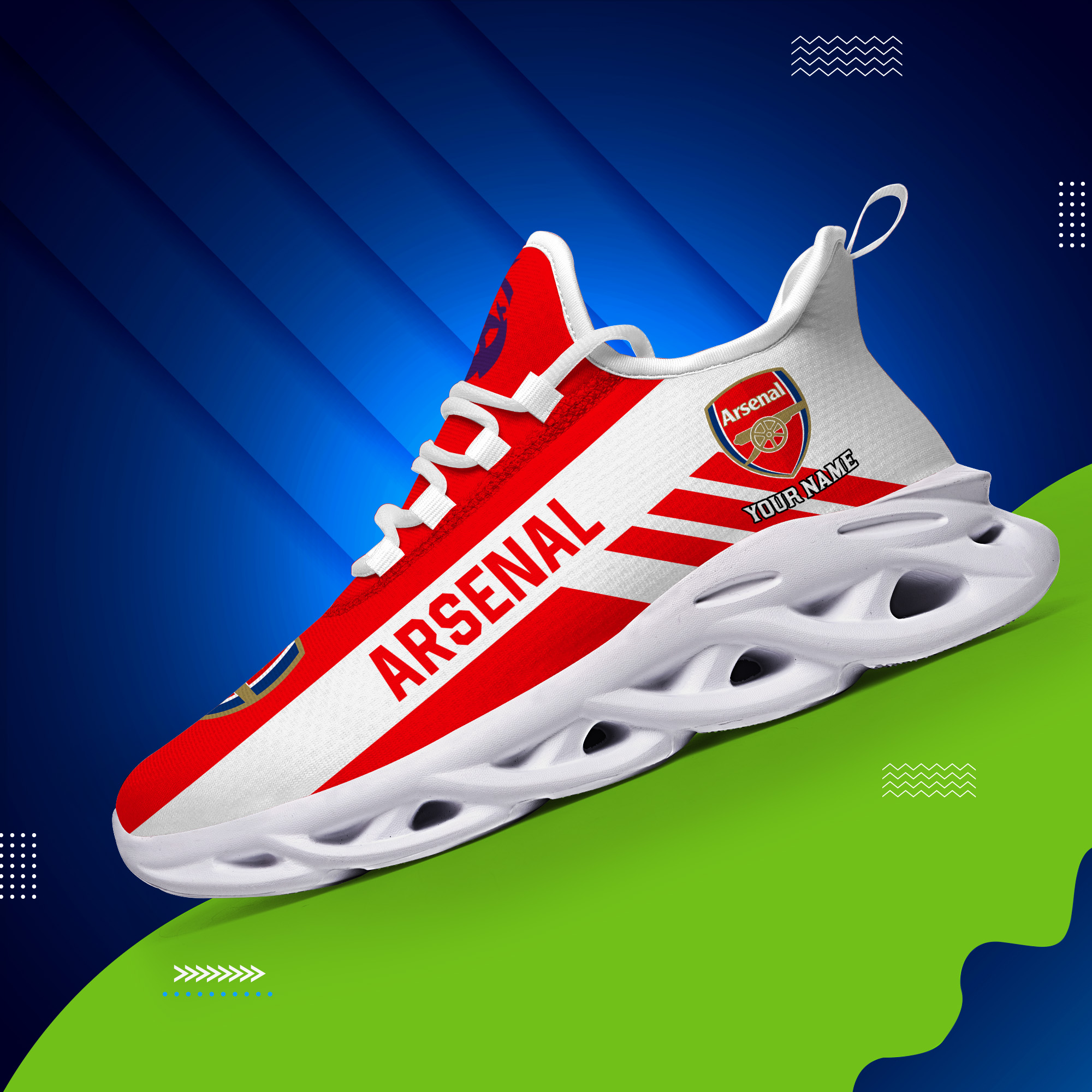 Custom Name Arsenal PERSONALIZED MAX SOUL SHOES DS006 EPL - Famjoys Custom Name Arsenal PERSONALIZED MAX SOUL SHOES DS006 EPL - Famjoys