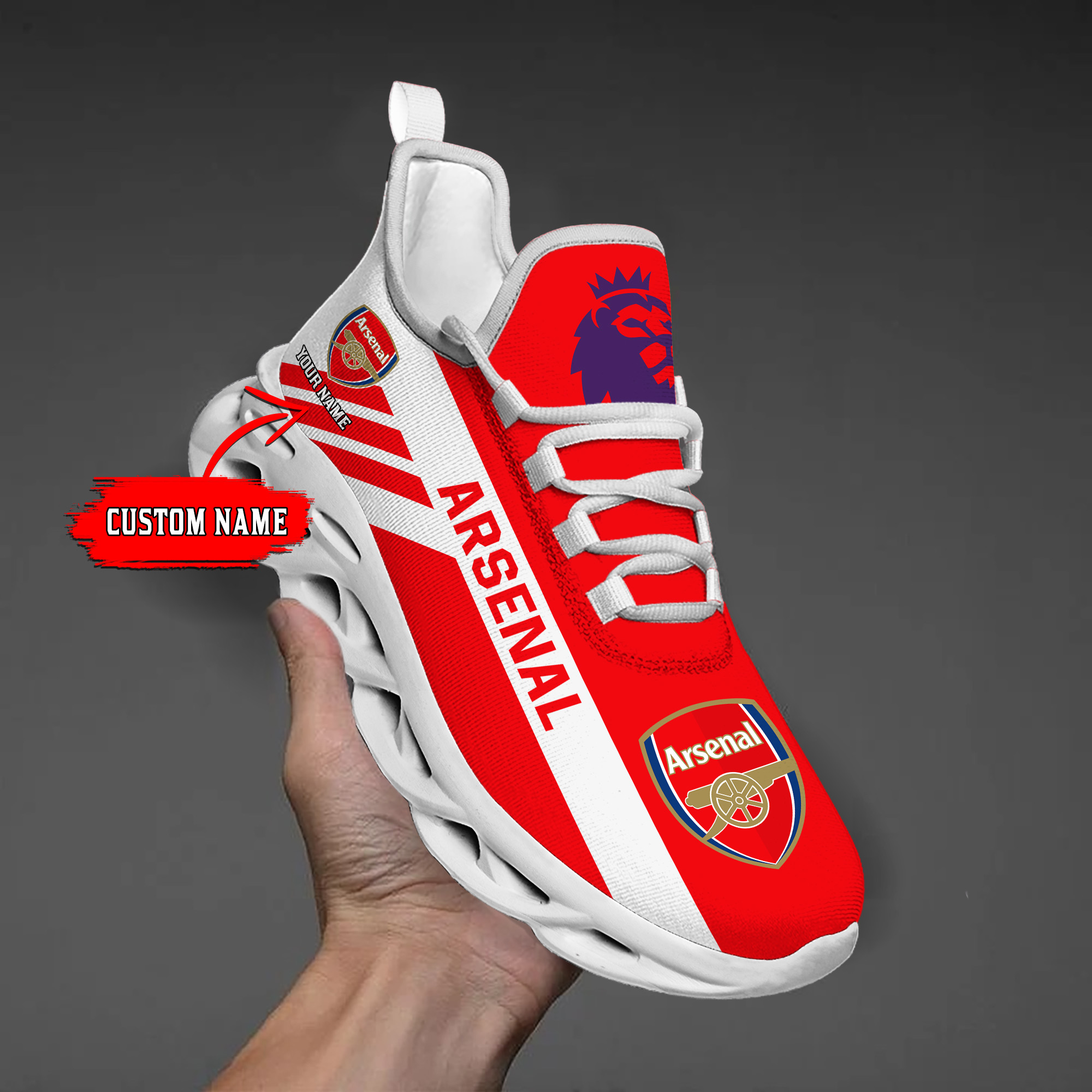 Custom Name Arsenal PERSONALIZED MAX SOUL SHOES DS006 EPL - Famjoys Custom Name Arsenal PERSONALIZED MAX SOUL SHOES DS006 EPL - Famjoys