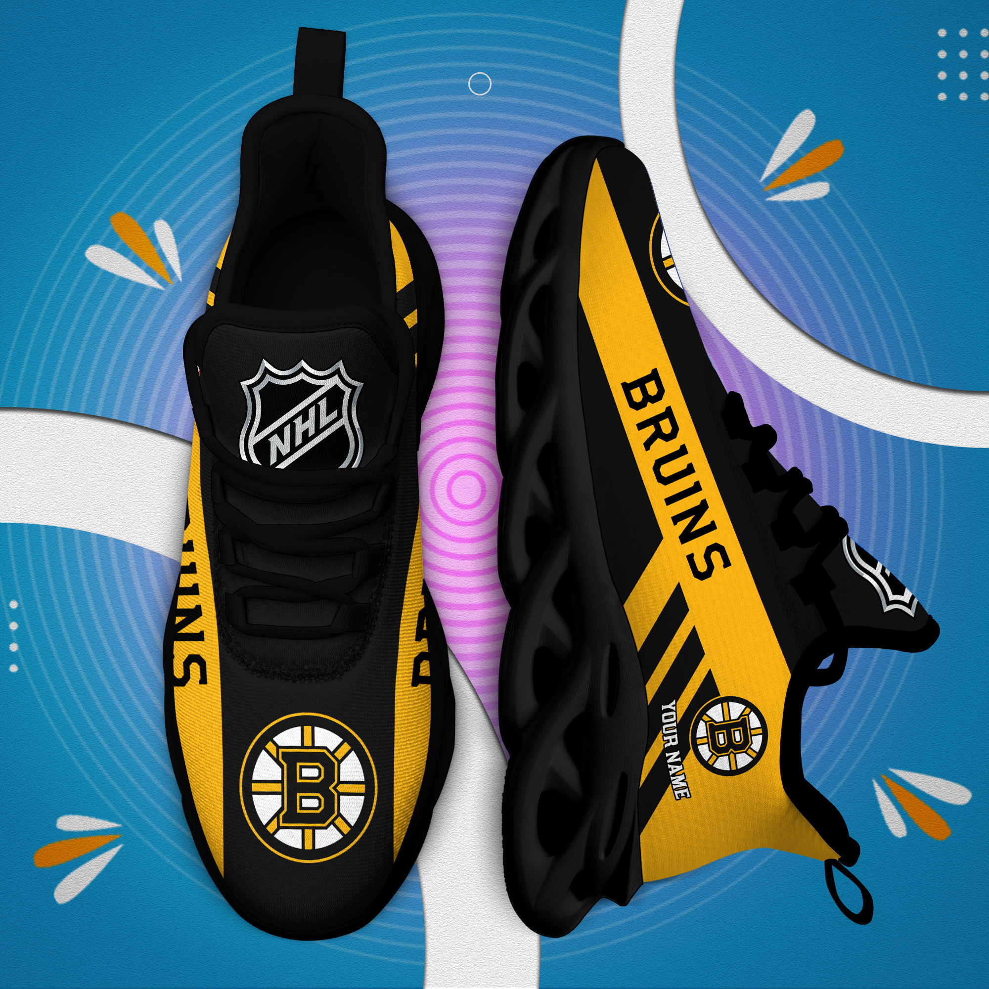 Custom Name Boston Bruins PERSONALIZED MAX SOUL SHOES DS004 - Famjoys Custom Name Boston Bruins PERSONALIZED MAX SOUL SHOES DS004 - Famjoys