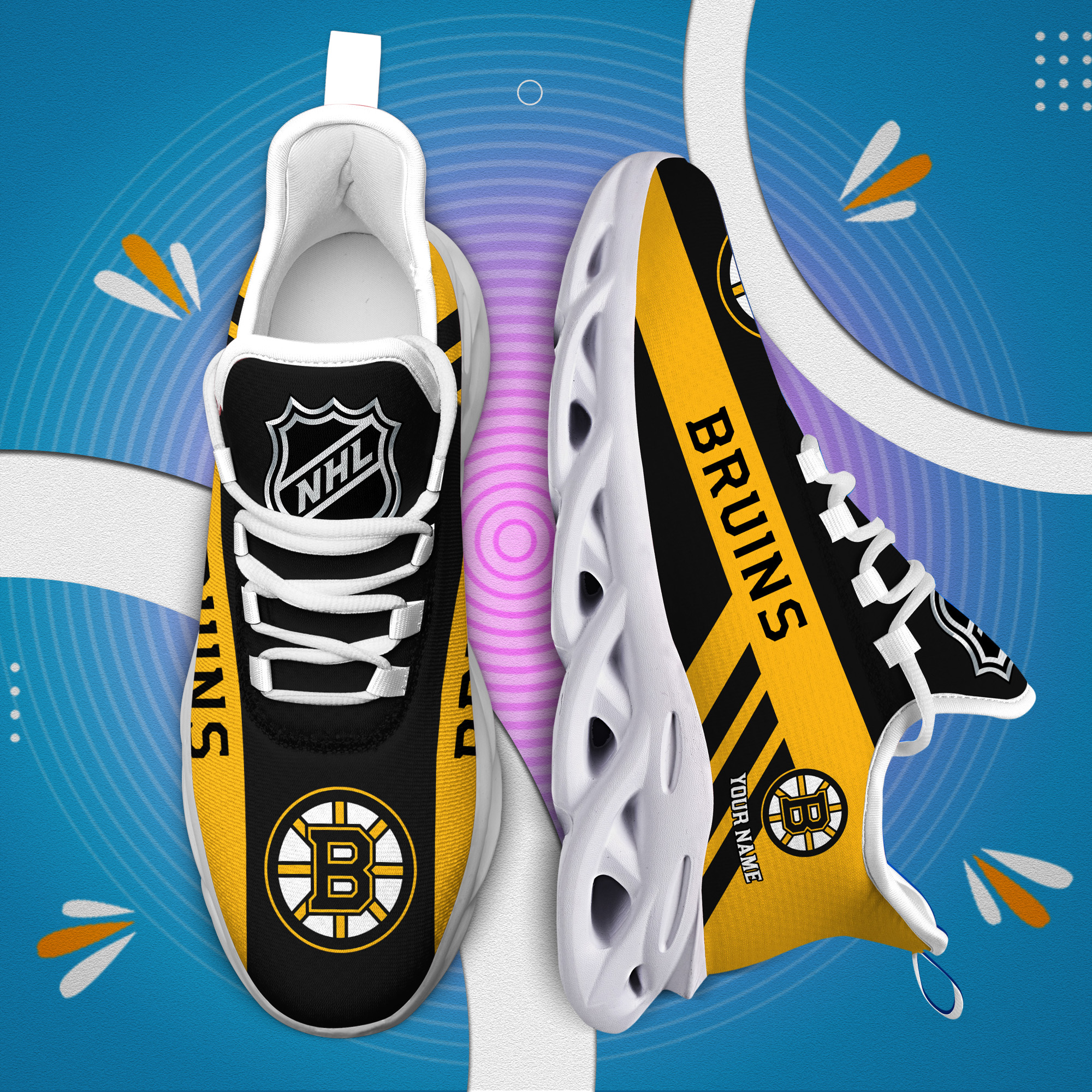 Custom Name Boston Bruins PERSONALIZED MAX SOUL SHOES DS004 - Famjoys Custom Name Boston Bruins PERSONALIZED MAX SOUL SHOES DS004 - Famjoys