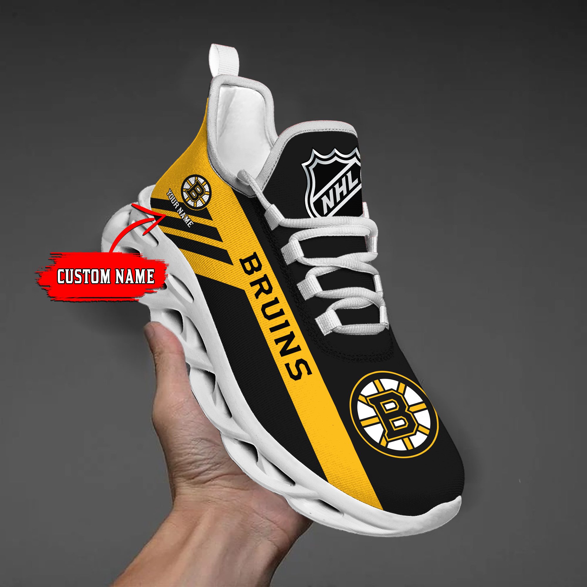 Custom Name Boston Bruins PERSONALIZED MAX SOUL SHOES DS004 - Famjoys Custom Name Boston Bruins PERSONALIZED MAX SOUL SHOES DS004 - Famjoys