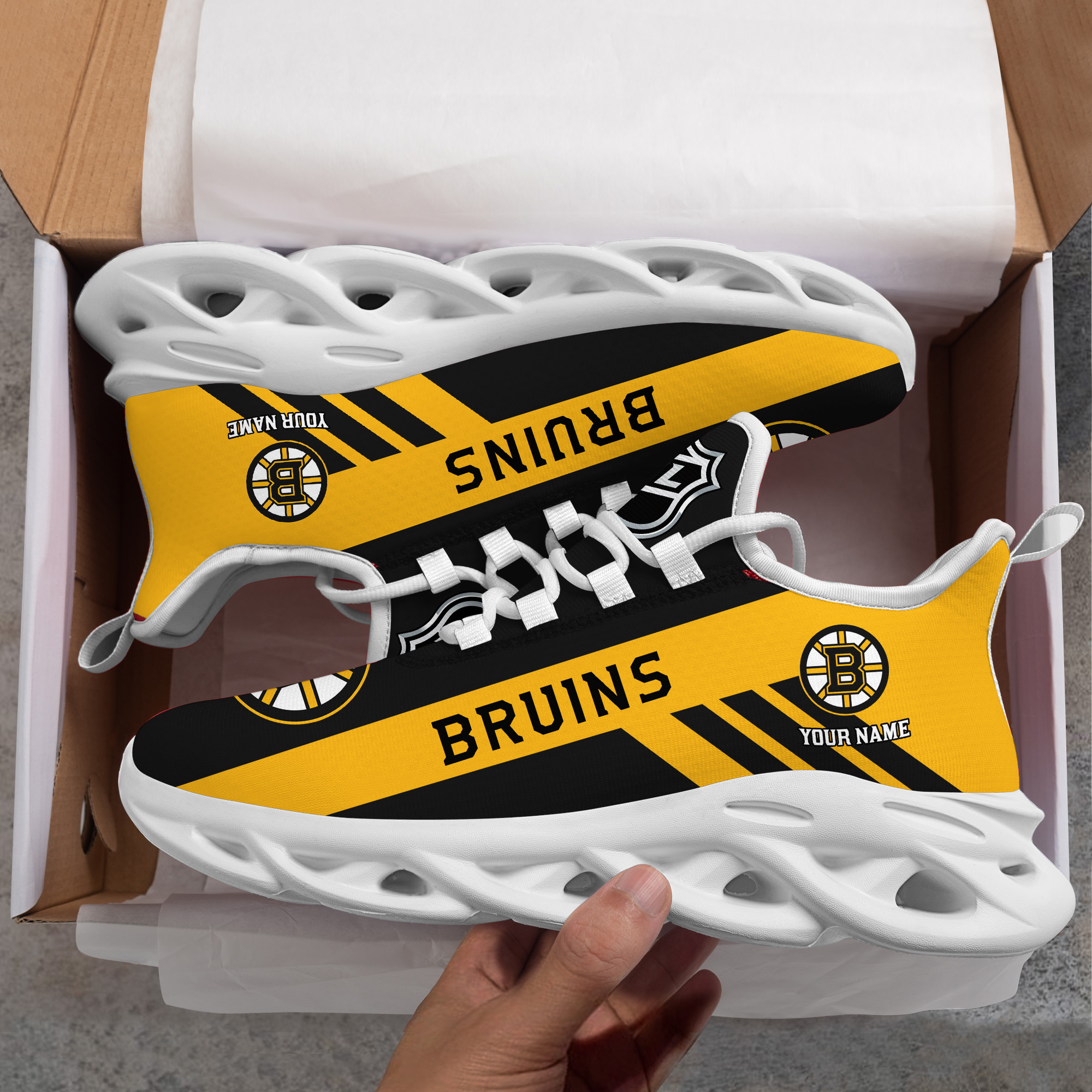 Custom Name Boston Bruins PERSONALIZED MAX SOUL SHOES DS004 - Famjoys Custom Name Boston Bruins PERSONALIZED MAX SOUL SHOES DS004 - Famjoys