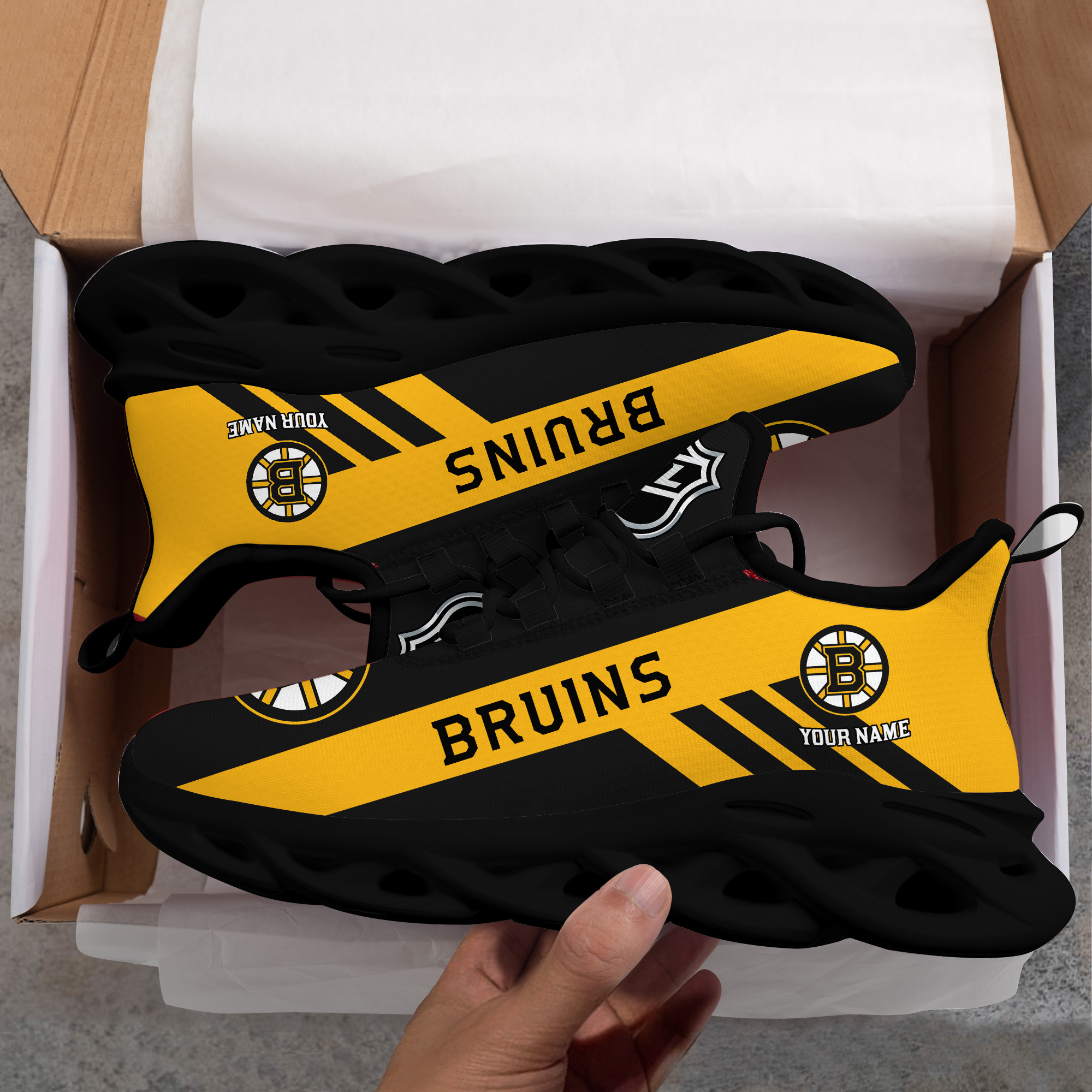 Custom Name Boston Bruins PERSONALIZED MAX SOUL SHOES DS004 - Famjoys Custom Name Boston Bruins PERSONALIZED MAX SOUL SHOES DS004 - Famjoys