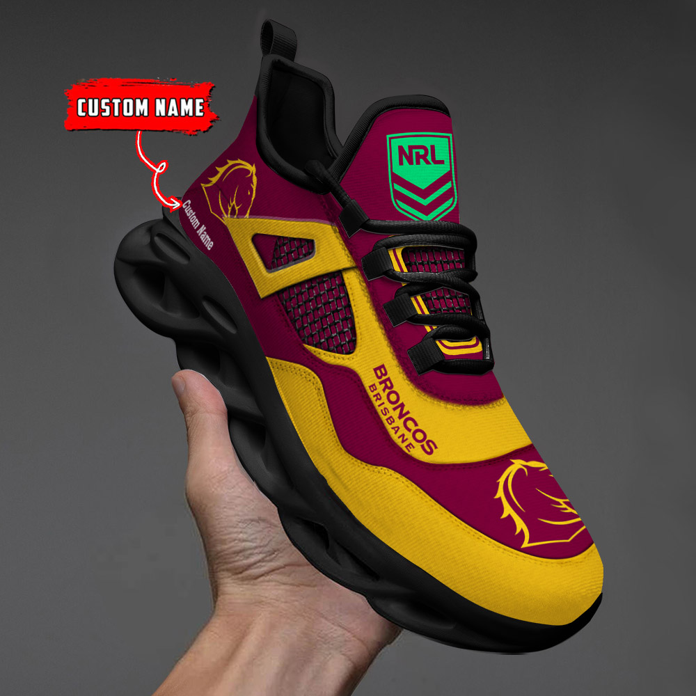 Custom Name Brisbane Broncos NRL MAX SOUL SHOES DS001 - Famjoys Custom Name Brisbane Broncos NRL MAX SOUL SHOES DS001 - Famjoys