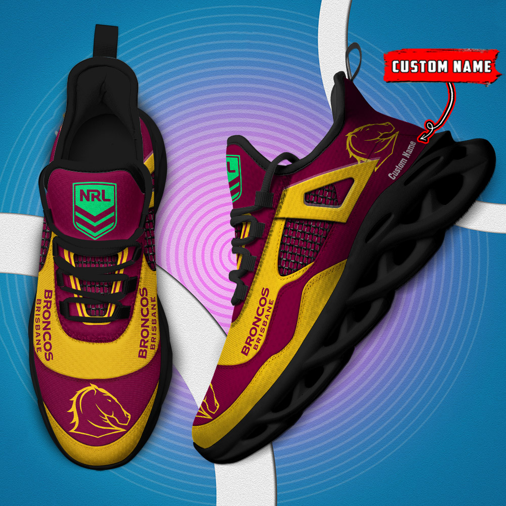 Custom Name Brisbane Broncos NRL MAX SOUL SHOES DS001 - Famjoys Custom Name Brisbane Broncos NRL MAX SOUL SHOES DS001 - Famjoys