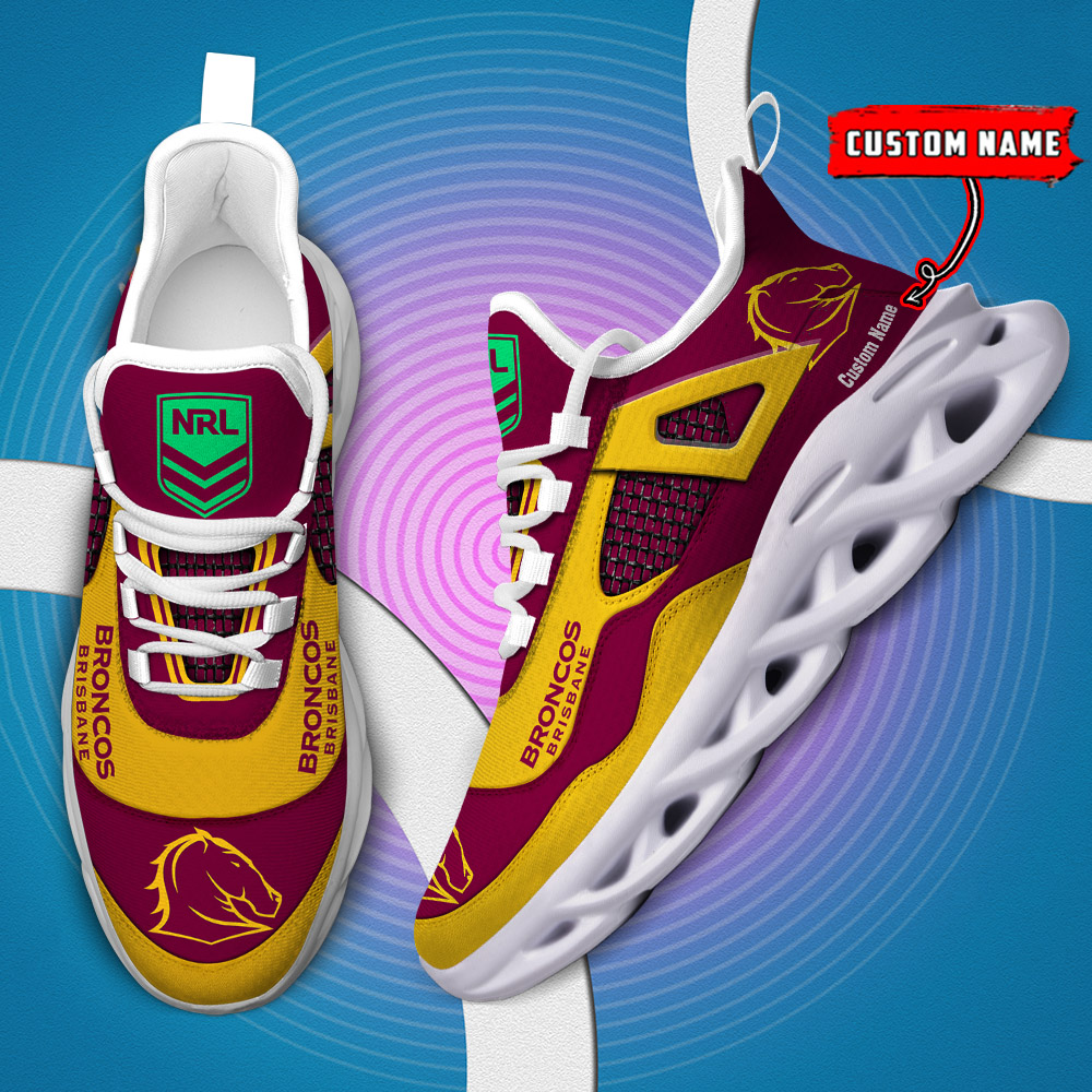 Custom Name Brisbane Broncos NRL MAX SOUL SHOES DS001 - Famjoys Custom Name Brisbane Broncos NRL MAX SOUL SHOES DS001 - Famjoys