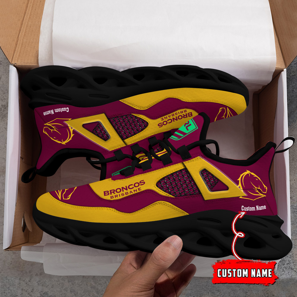 Custom Name Brisbane Broncos NRL MAX SOUL SHOES DS001 - Famjoys Custom Name Brisbane Broncos NRL MAX SOUL SHOES DS001 - Famjoys