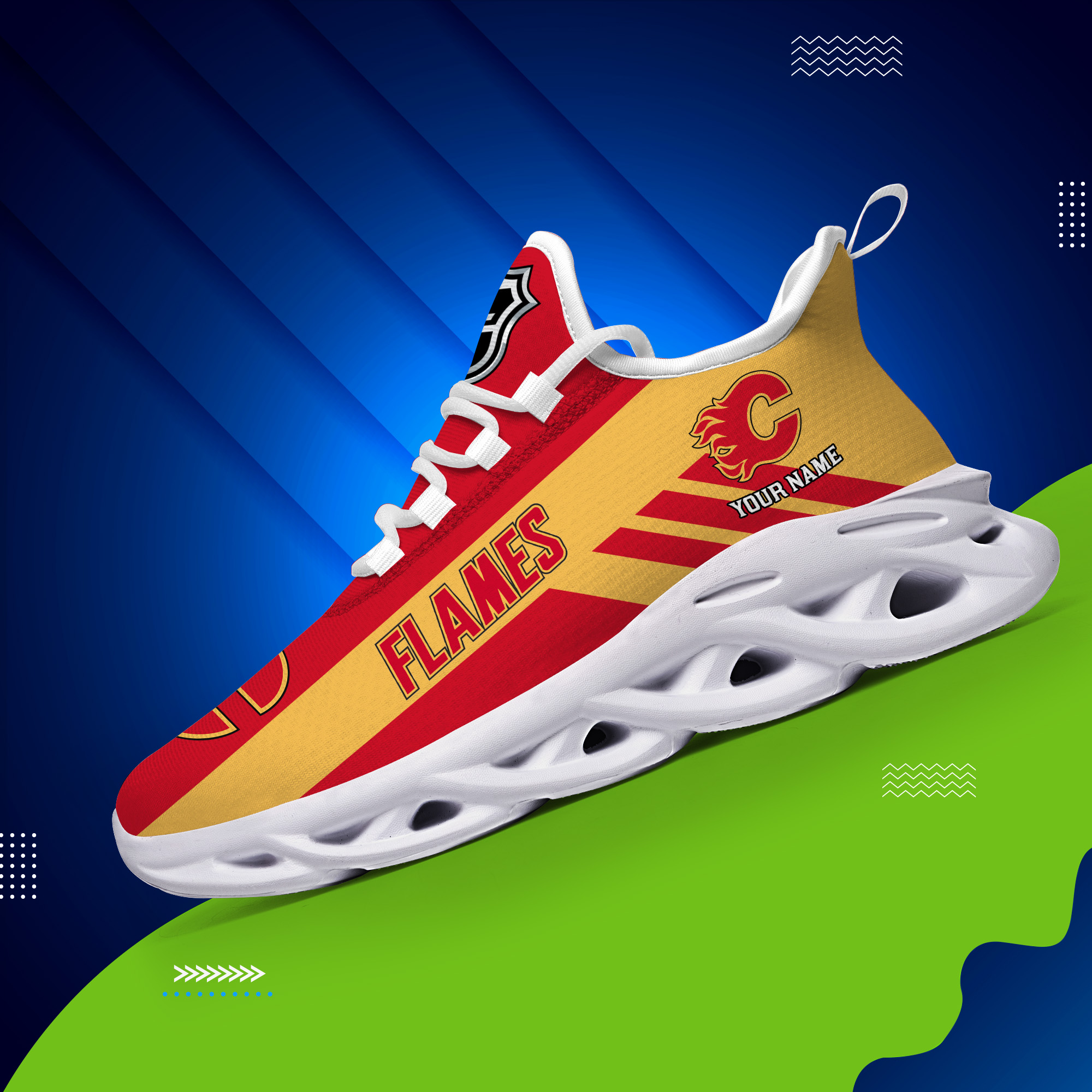 Custom Name Calgary Flames PERSONALIZED MAX SOUL SHOES DS004 - Famjoys Custom Name Calgary Flames PERSONALIZED MAX SOUL SHOES DS004 - Famjoys