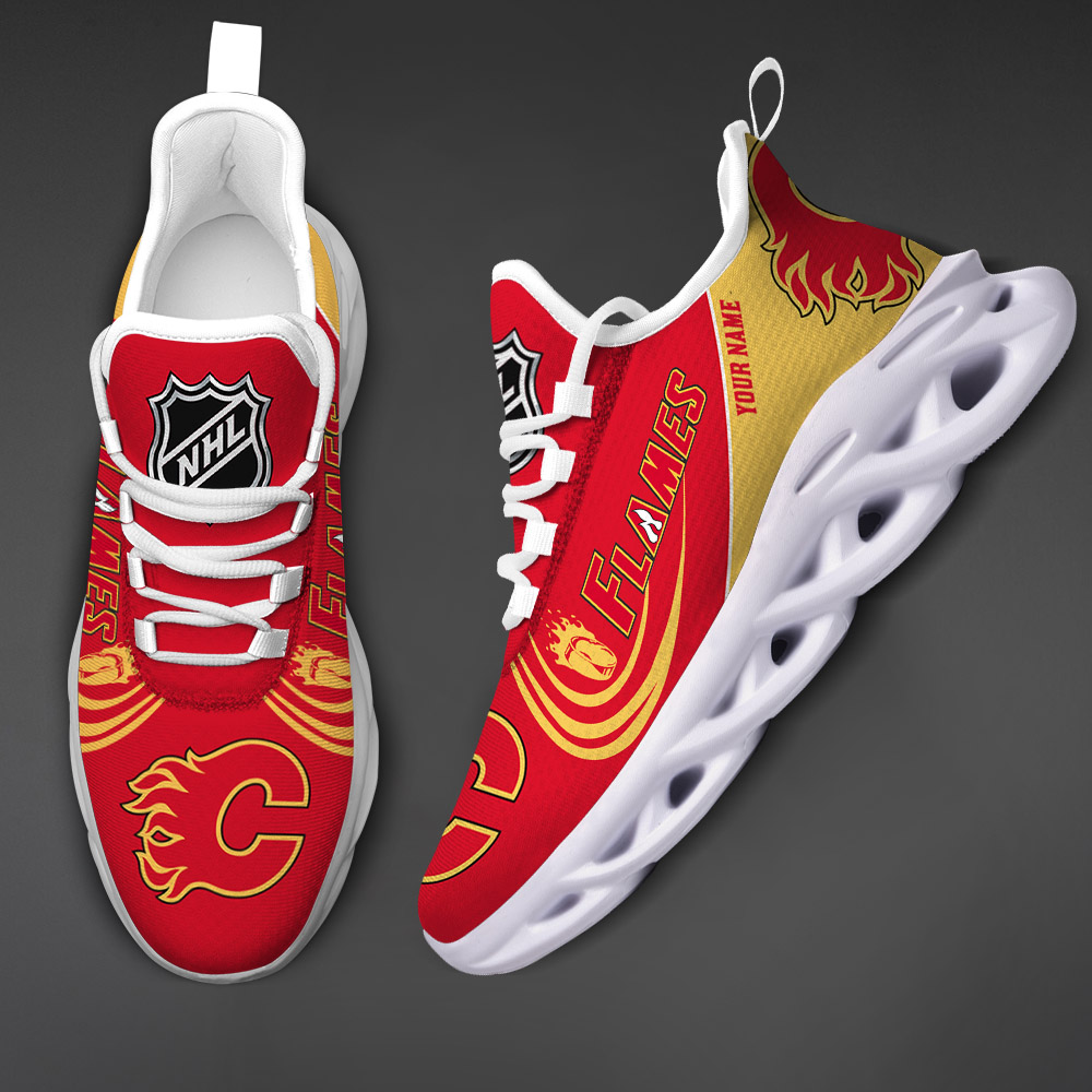 Custom Name Calgary Flames PERSONALIZED MAX SOUL SHOES DS006 - Famjoys Custom Name Calgary Flames PERSONALIZED MAX SOUL SHOES DS006 - Famjoys