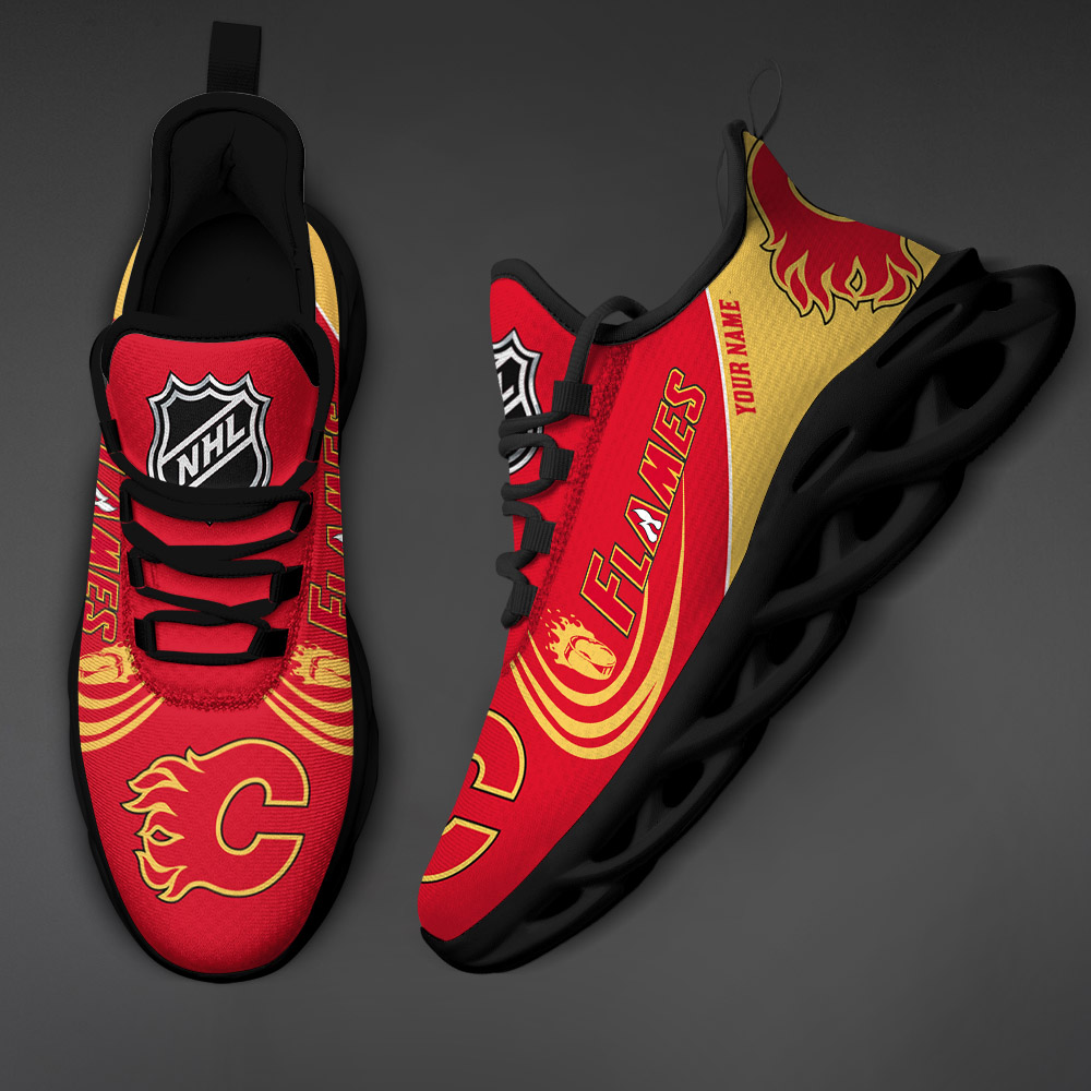 Custom Name Calgary Flames PERSONALIZED MAX SOUL SHOES DS006 - Famjoys Custom Name Calgary Flames PERSONALIZED MAX SOUL SHOES DS006 - Famjoys