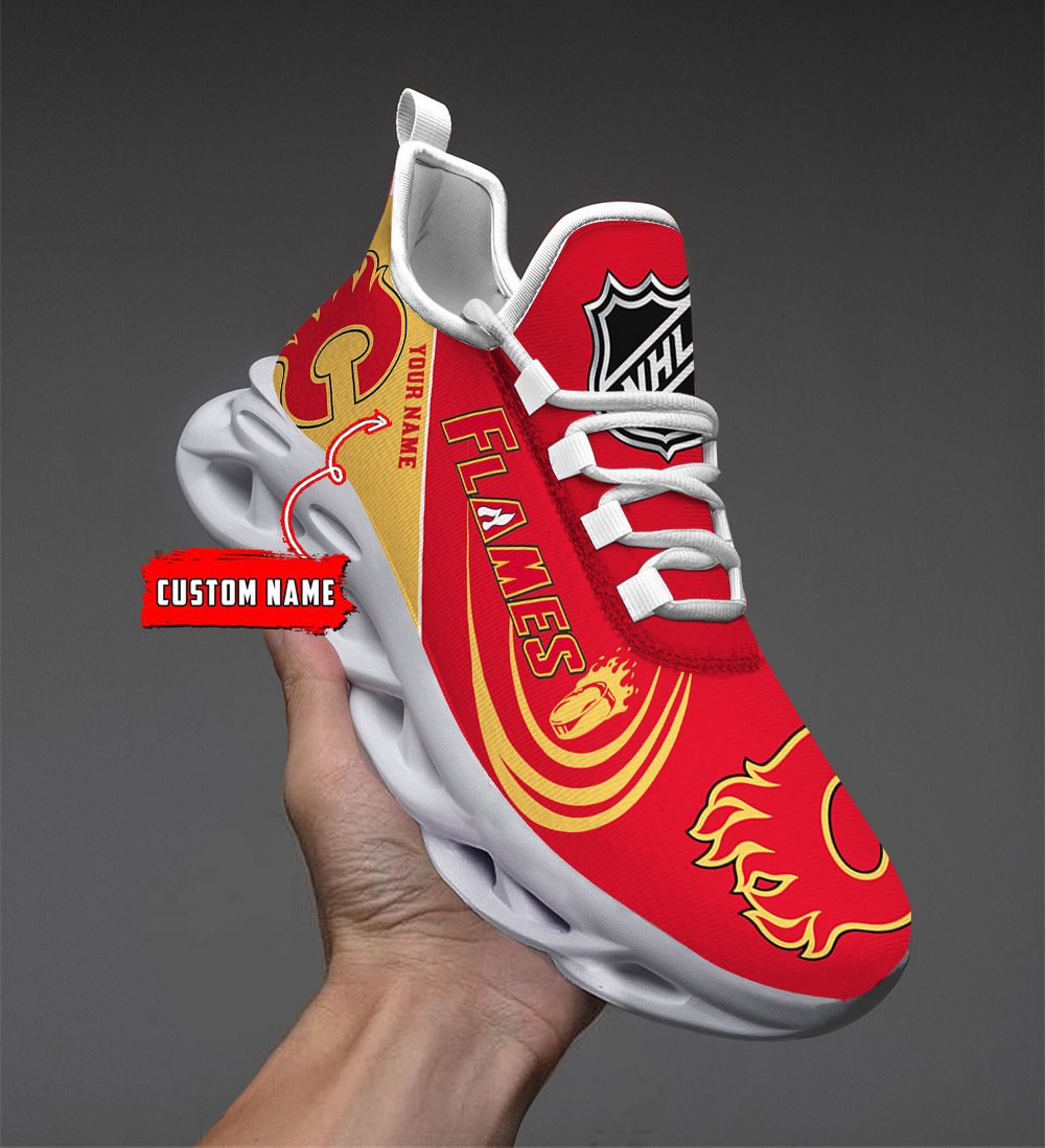 Custom Name Calgary Flames PERSONALIZED MAX SOUL SHOES DS006 - Famjoys Custom Name Calgary Flames PERSONALIZED MAX SOUL SHOES DS006 - Famjoys