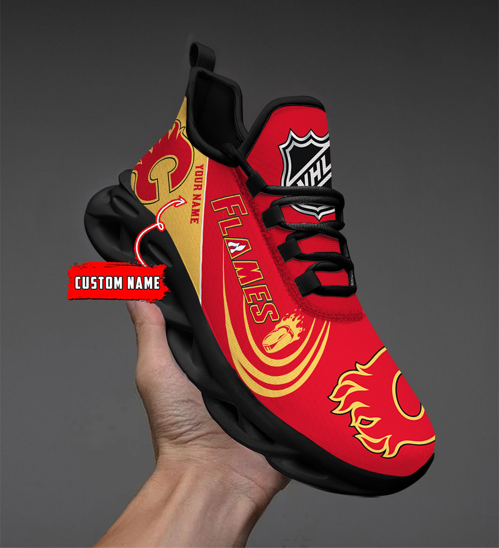 Custom Name Calgary Flames PERSONALIZED MAX SOUL SHOES DS006 - Famjoys Custom Name Calgary Flames PERSONALIZED MAX SOUL SHOES DS006 - Famjoys