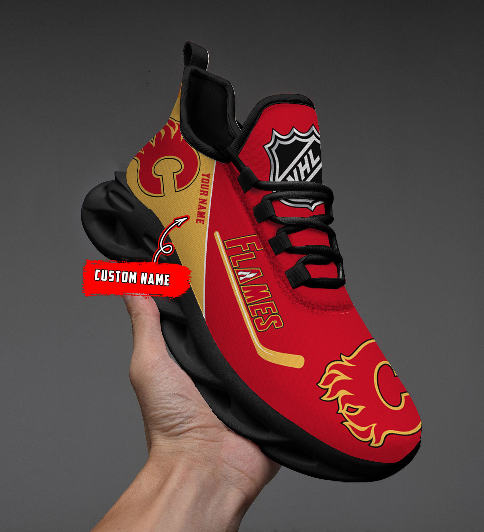 Custom Name Calgary Flames PERSONALIZED MAX SOUL SHOES DS006 NEW 2022 M1 - Famjoys Custom Name Calgary Flames PERSONALIZED MAX SOUL SHOES DS006 NEW 2022 M1 - Famjoys