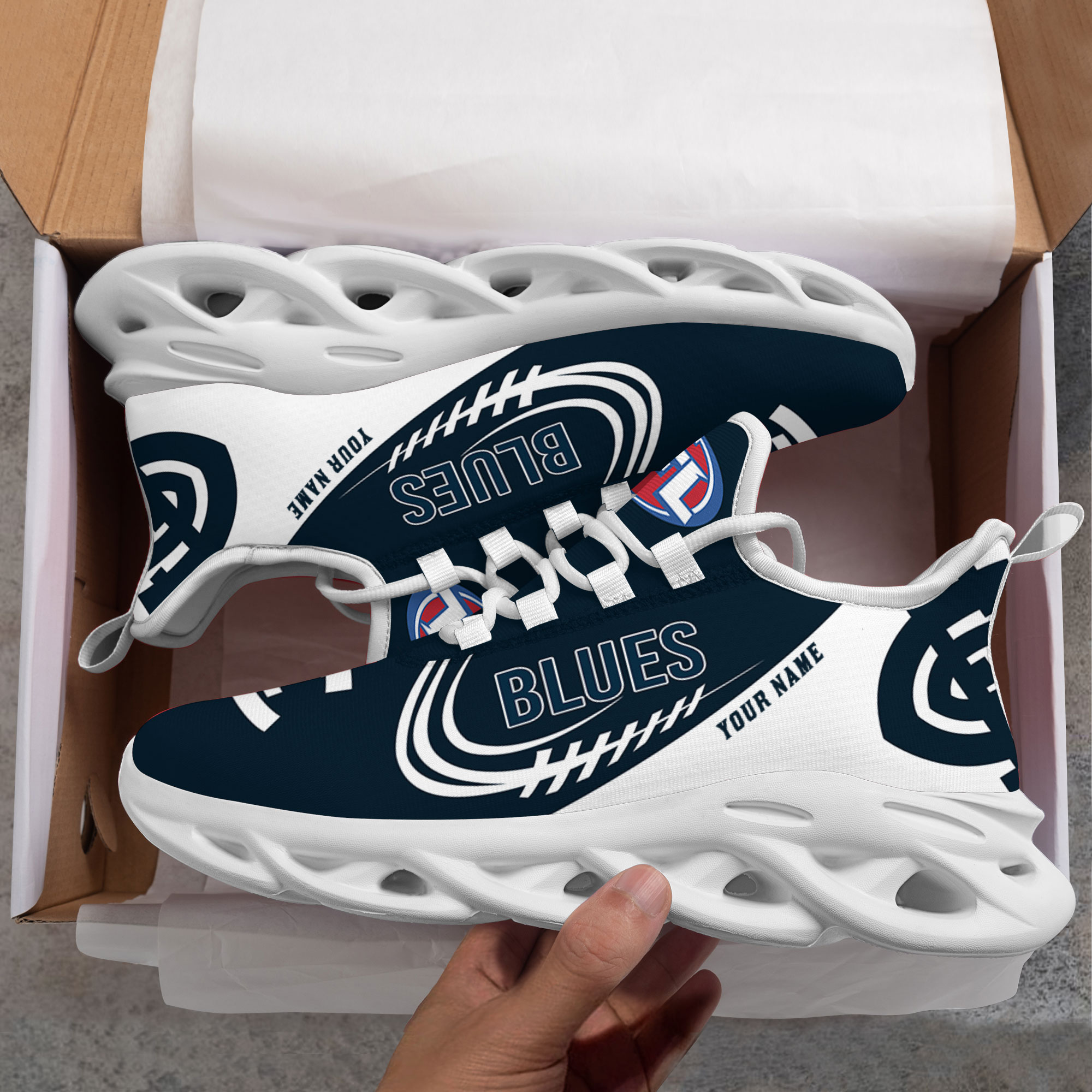 Custom Name Carlton Blues PERSONALIZED MAX SOUL SHOES DS006 - Famjoys Custom Name Carlton Blues PERSONALIZED MAX SOUL SHOES DS006 - Famjoys