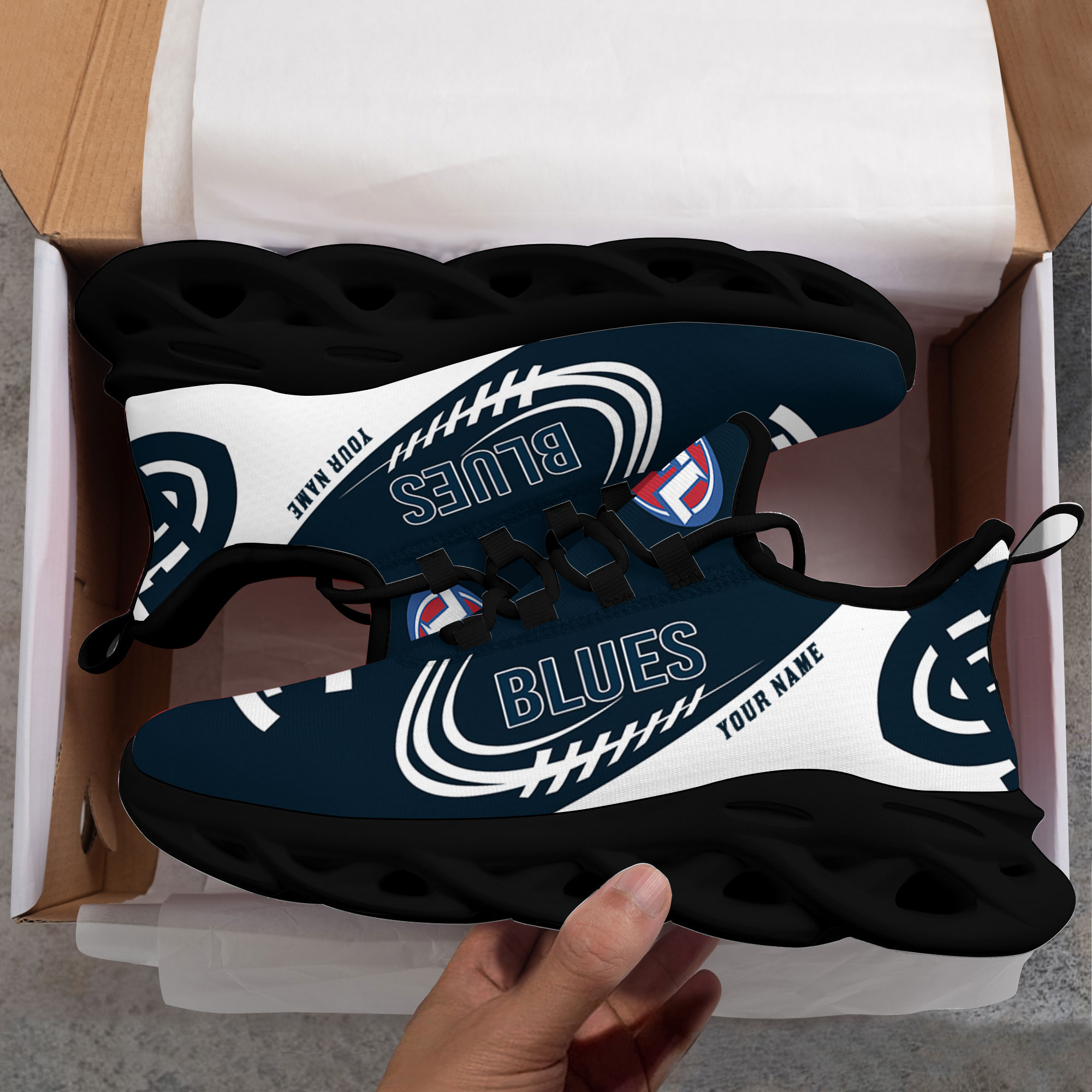 Custom Name Carlton Blues PERSONALIZED MAX SOUL SHOES DS006 - Famjoys Custom Name Carlton Blues PERSONALIZED MAX SOUL SHOES DS006 - Famjoys
