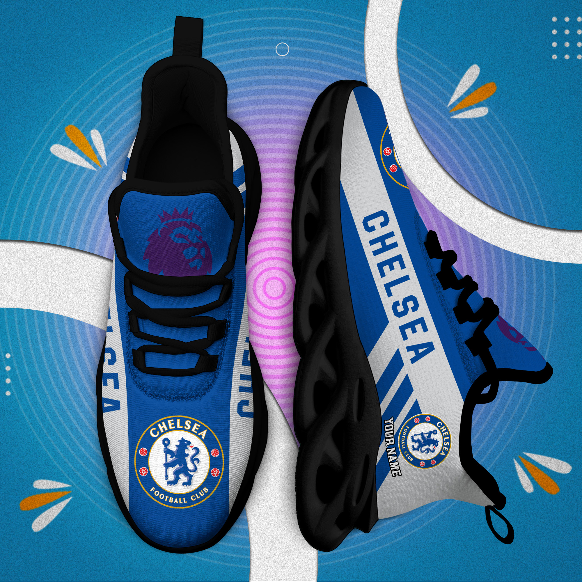 Custom Name Chelsea PERSONALIZED MAX SOUL SHOES DS006 EPL - Famjoys Custom Name Chelsea PERSONALIZED MAX SOUL SHOES DS006 EPL - Famjoys