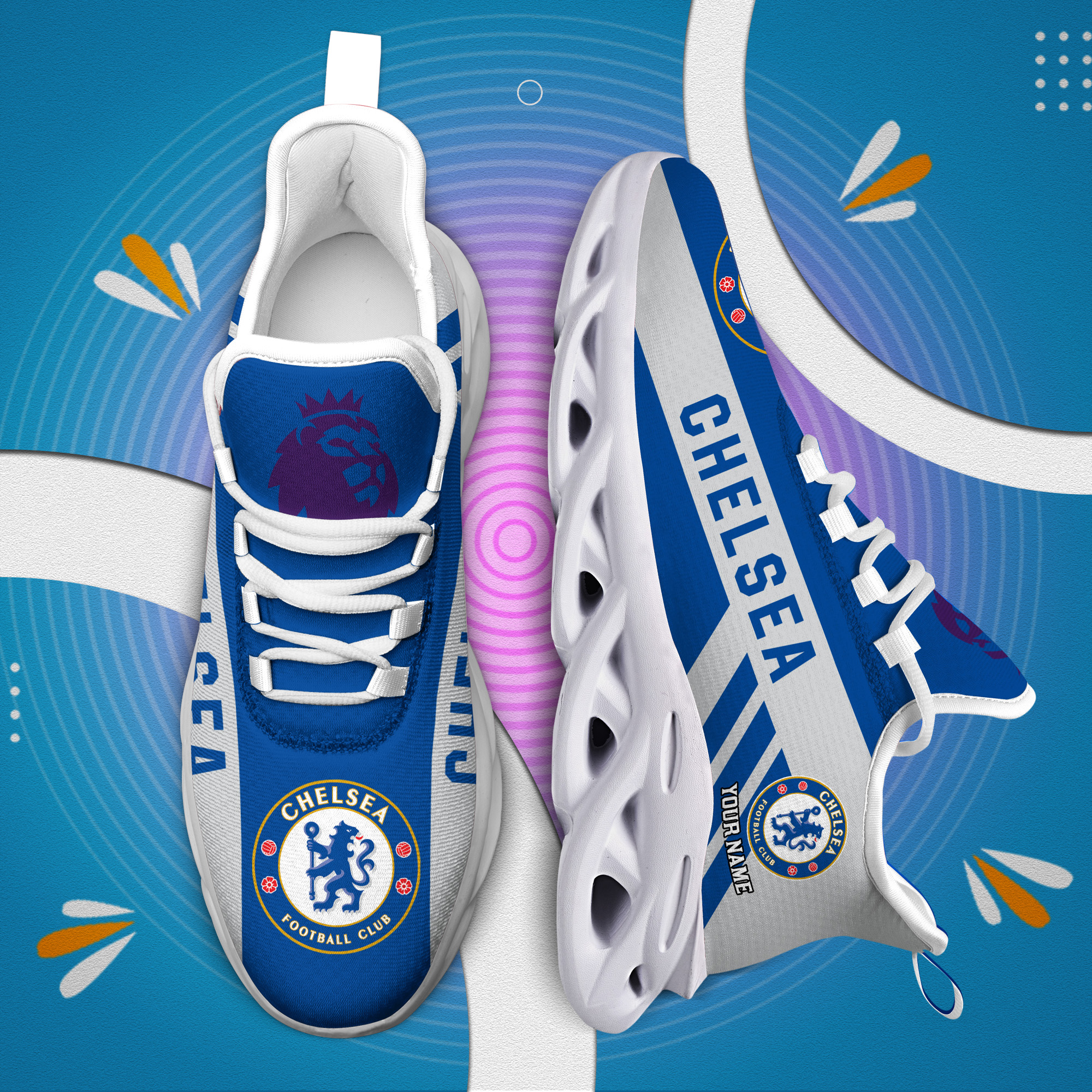 Custom Name Chelsea PERSONALIZED MAX SOUL SHOES DS006 EPL - Famjoys Custom Name Chelsea PERSONALIZED MAX SOUL SHOES DS006 EPL - Famjoys