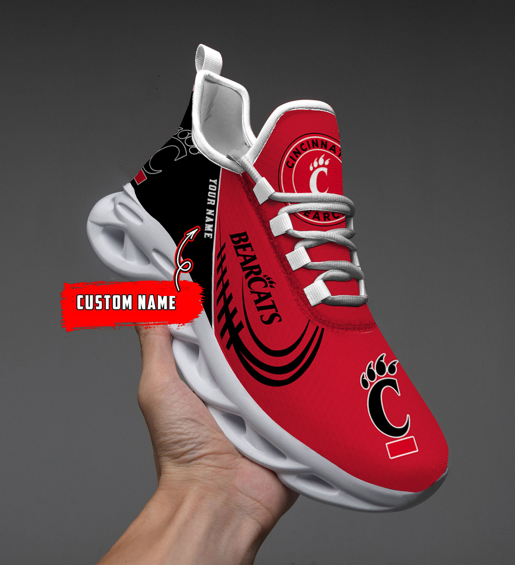 Custom Name Cincinnati Bearcats PERSONALIZED MAX SOUL SHOES DS006 - Famjoys Custom Name Cincinnati Bearcats PERSONALIZED MAX SOUL SHOES DS006 - Famjoys