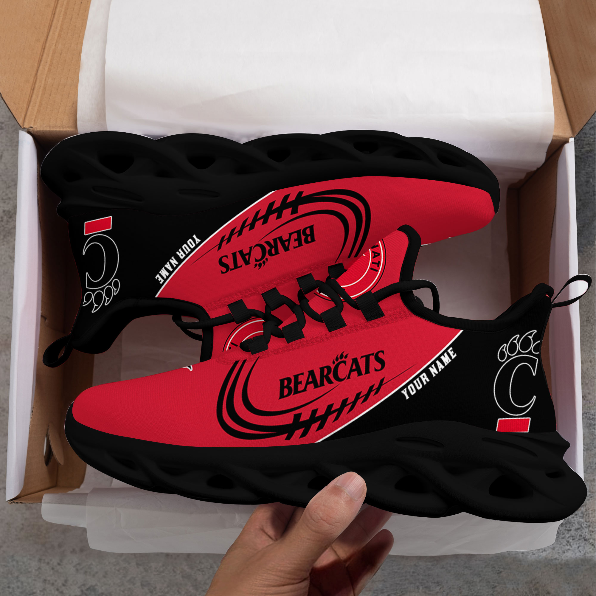 Custom Name Cincinnati Bearcats PERSONALIZED MAX SOUL SHOES DS006 - Famjoys Custom Name Cincinnati Bearcats PERSONALIZED MAX SOUL SHOES DS006 - Famjoys