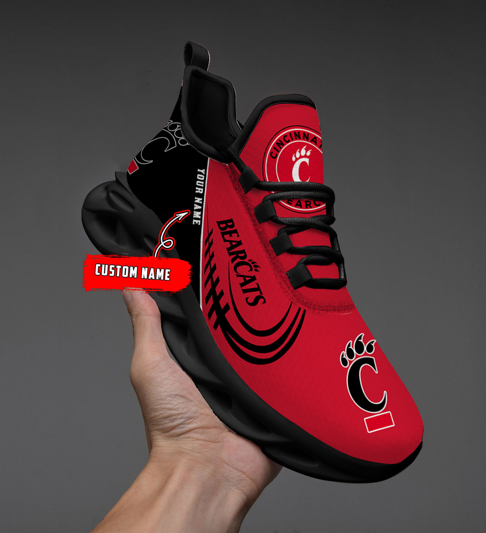 Custom Name Cincinnati Bearcats PERSONALIZED MAX SOUL SHOES DS006 - Famjoys Custom Name Cincinnati Bearcats PERSONALIZED MAX SOUL SHOES DS006 - Famjoys