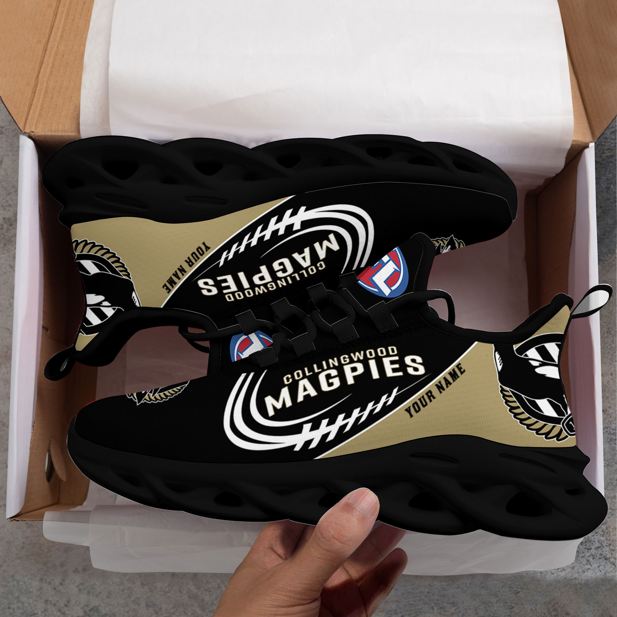 Custom Name Collingwood Magpies PERSONALIZED MAX SOUL SHOES DS006 - Famjoys Custom Name Collingwood Magpies PERSONALIZED MAX SOUL SHOES DS006 - Famjoys