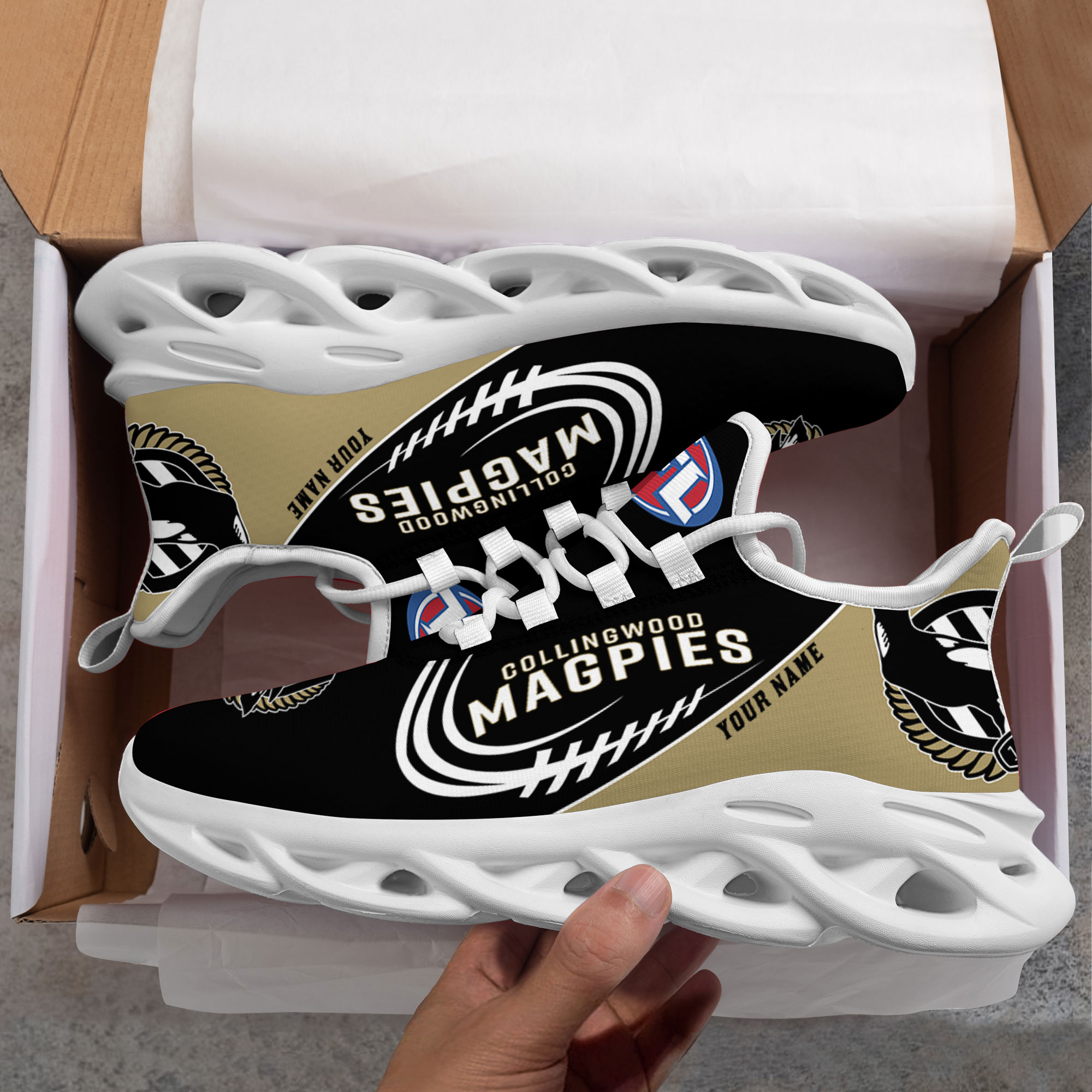 Custom Name Collingwood Magpies PERSONALIZED MAX SOUL SHOES DS006 - Famjoys Custom Name Collingwood Magpies PERSONALIZED MAX SOUL SHOES DS006 - Famjoys